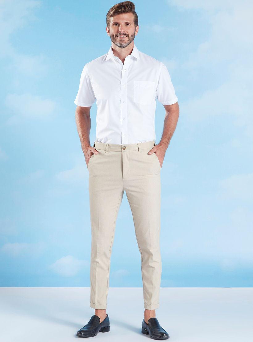 Easy Iron Solid Formal Shirt with Spread Collar and Short Sleeves-men-clothing-shirts-image-2