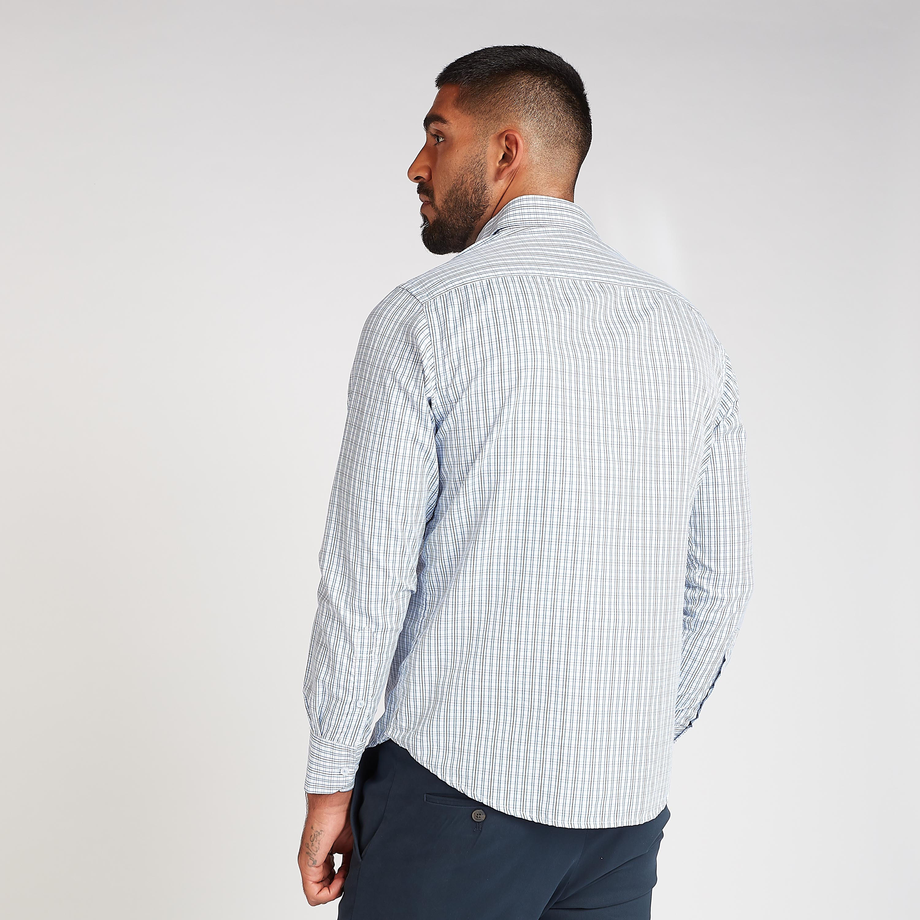 قميص رسمي سهل الكي بمربعات بأكمام طويلة وجيب على الصدر-men-clothing-shirts-image-4