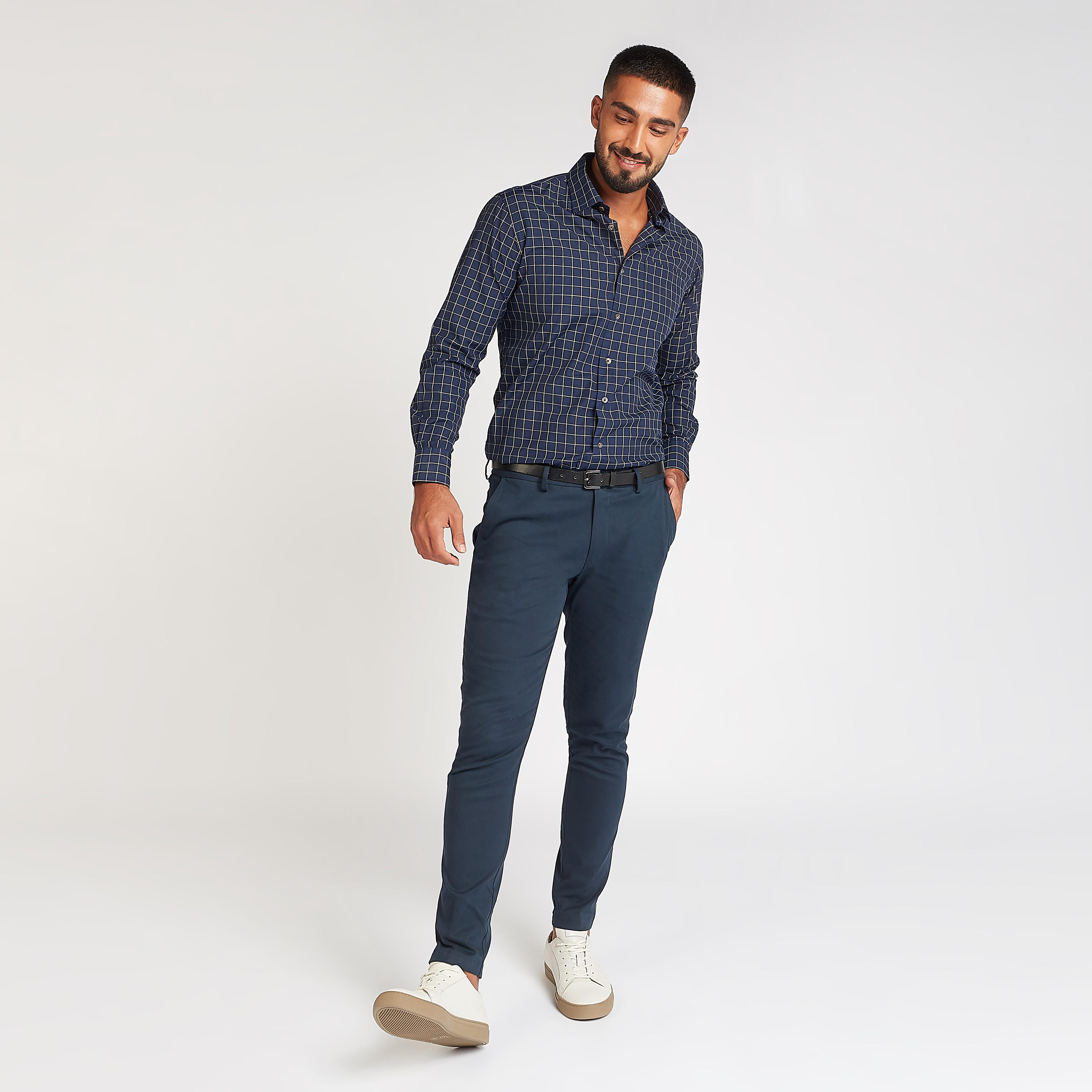 Checked Formal Shirt with Spread Collar and Long Sleeves-men-clothing-shirts-image-2