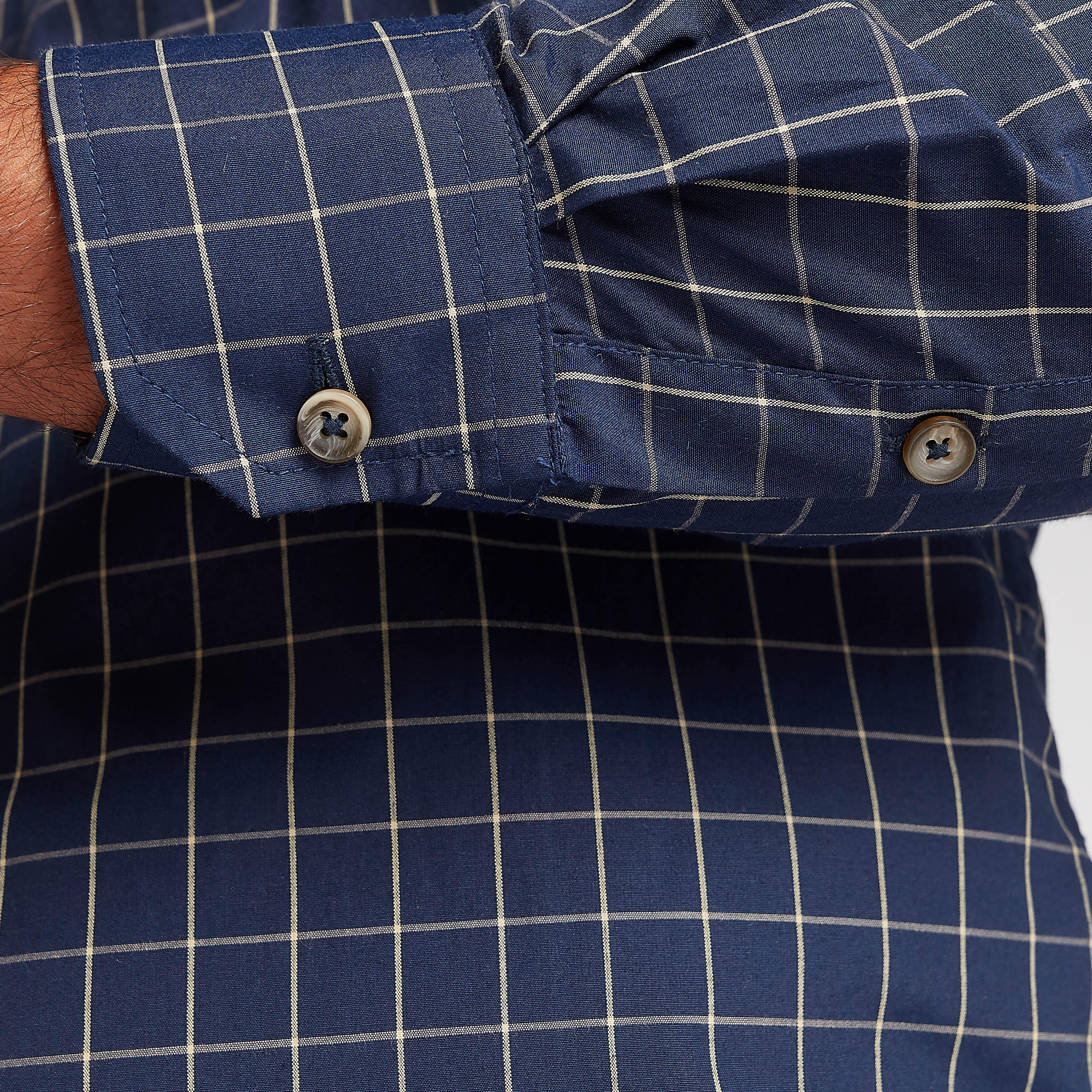Checked Formal Shirt with Spread Collar and Long Sleeves-men-clothing-shirts-image-3