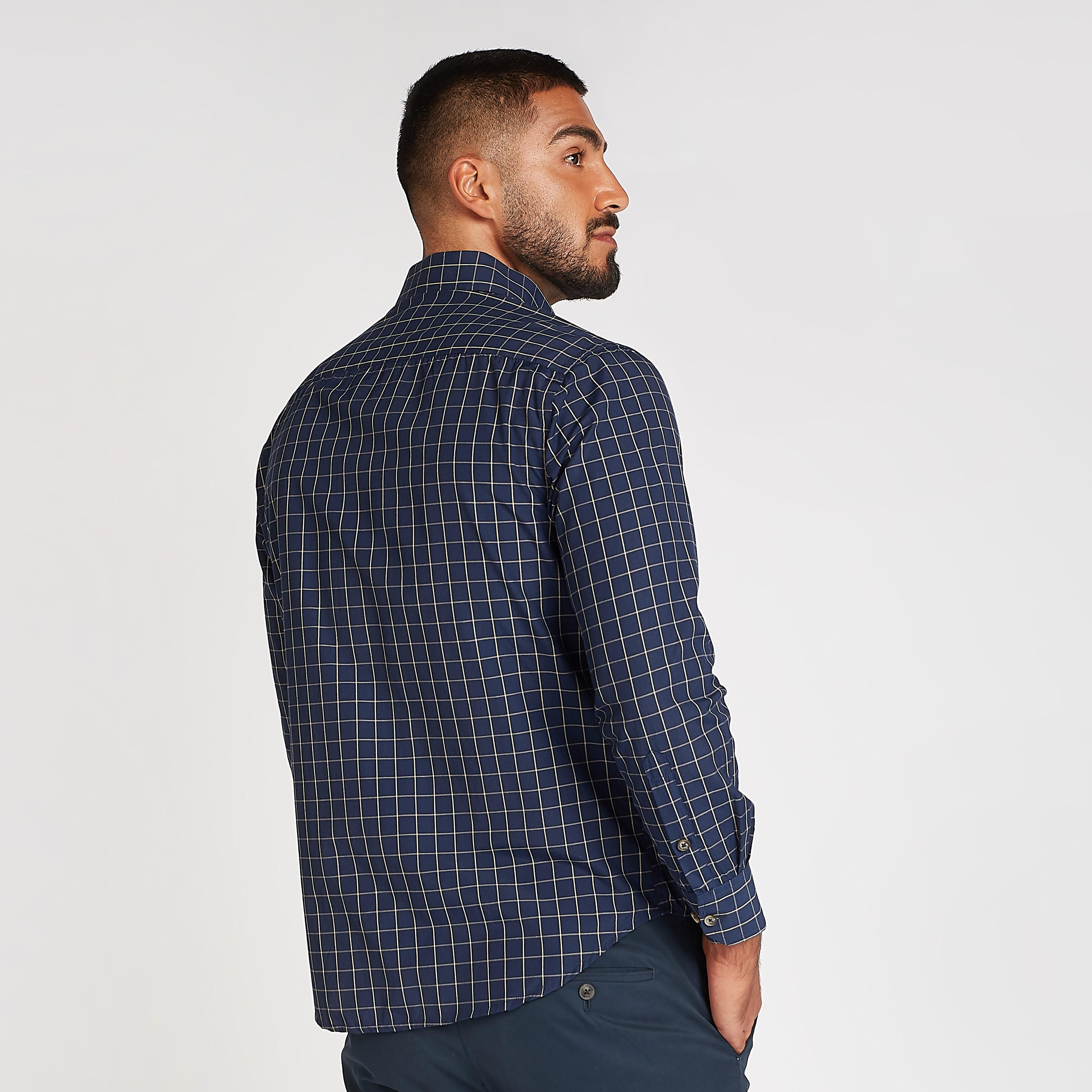 Checked Formal Shirt with Spread Collar and Long Sleeves-men-clothing-shirts-image-4