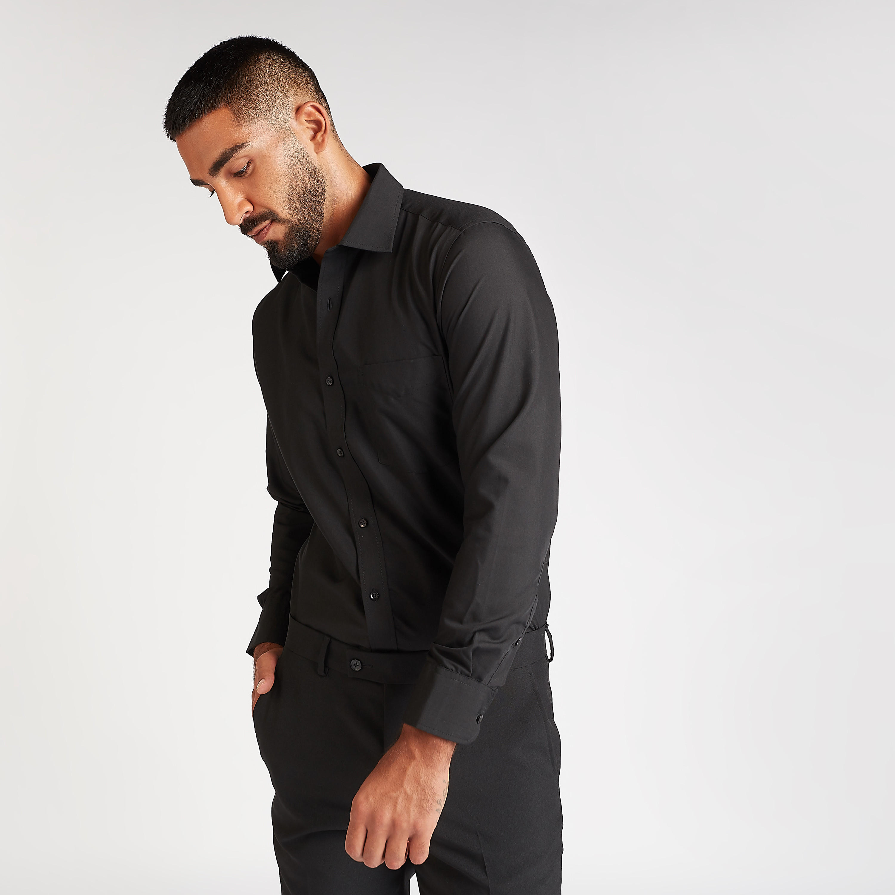 Easy Iron Solid Formal Shirt with Spread Collar and Long Sleeves-men-clothing-shirts-image-9
