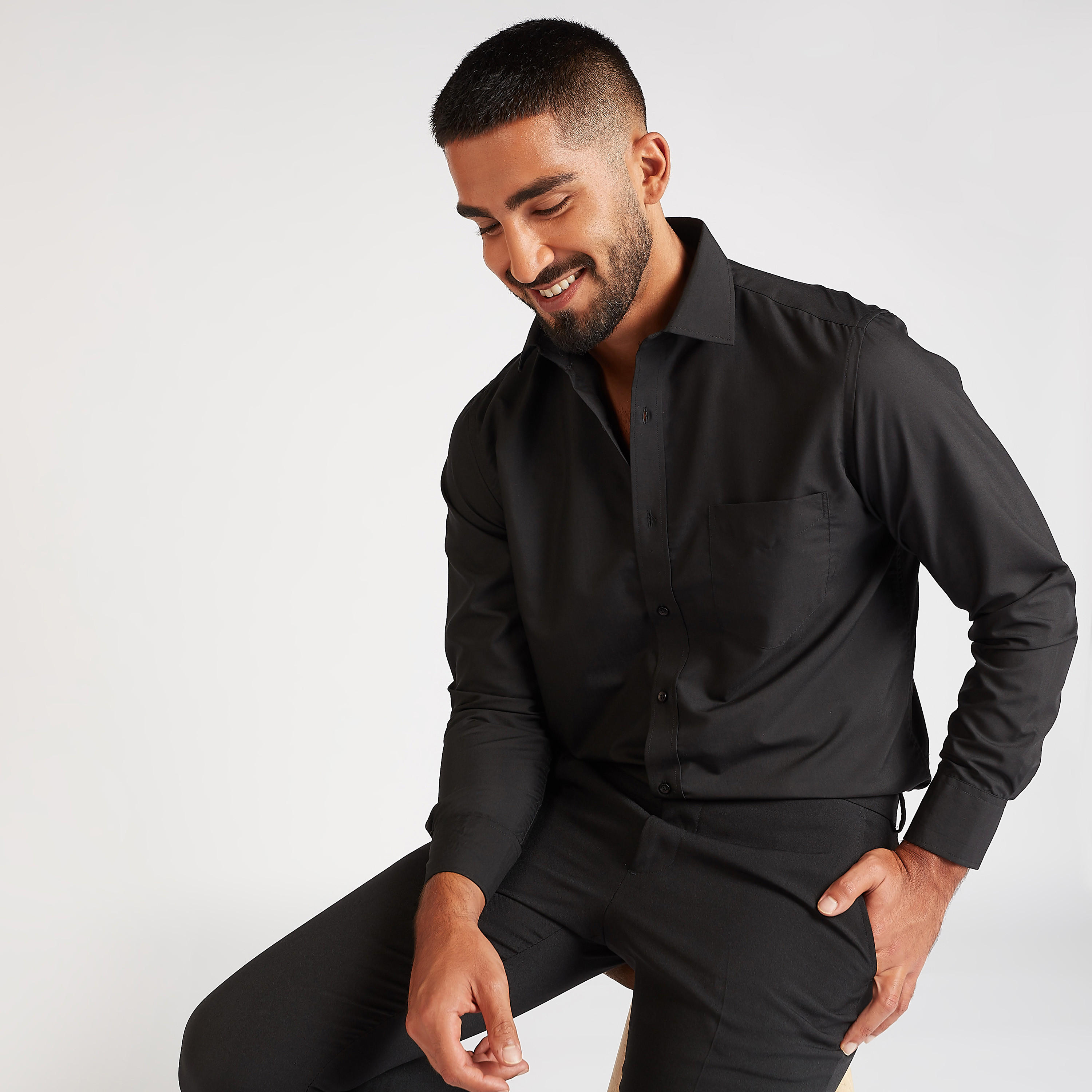 Easy Iron Solid Formal Shirt with Spread Collar and Long Sleeves-men-clothing-shirts-image-10