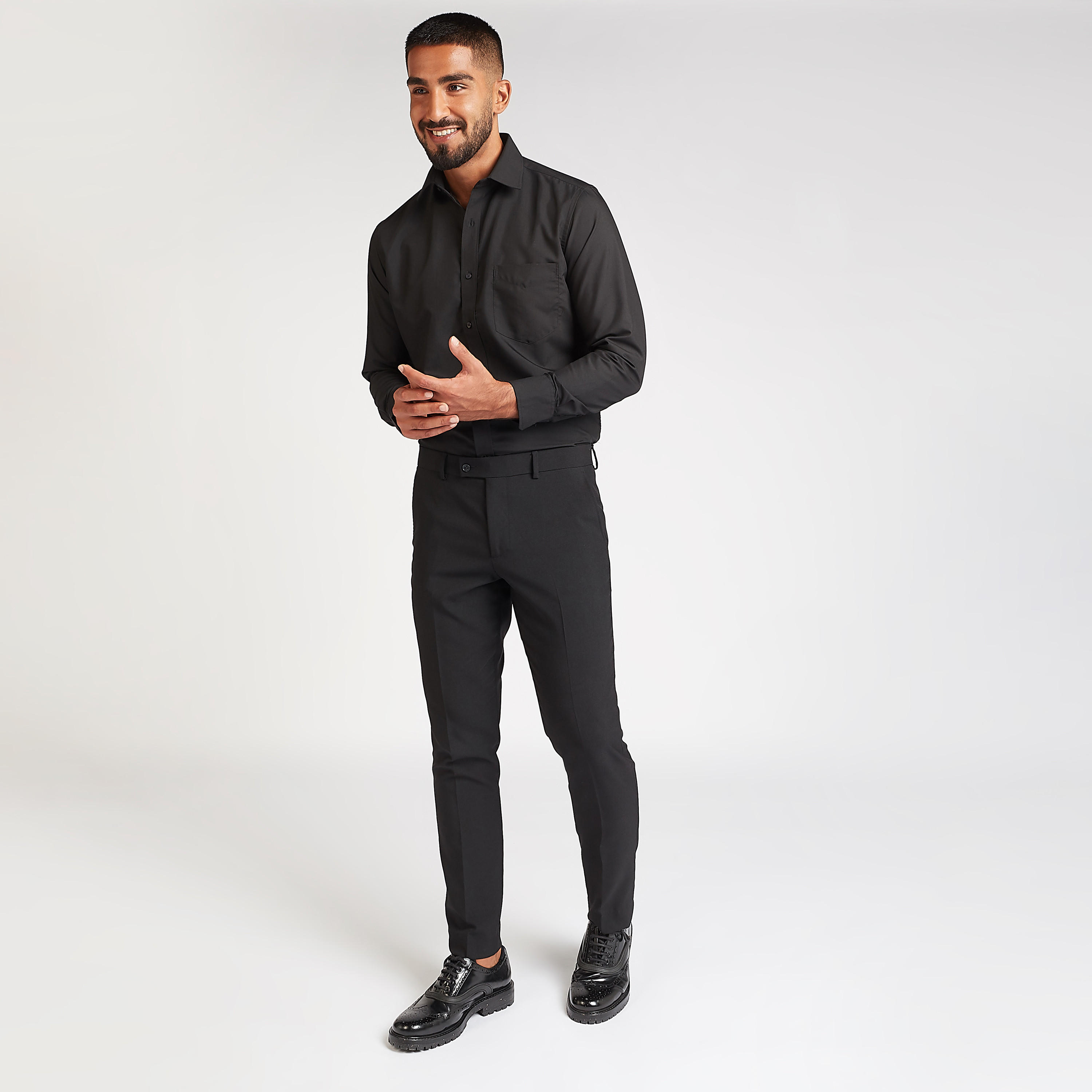 Easy Iron Solid Formal Shirt with Spread Collar and Long Sleeves-men-clothing-shirts-image-11