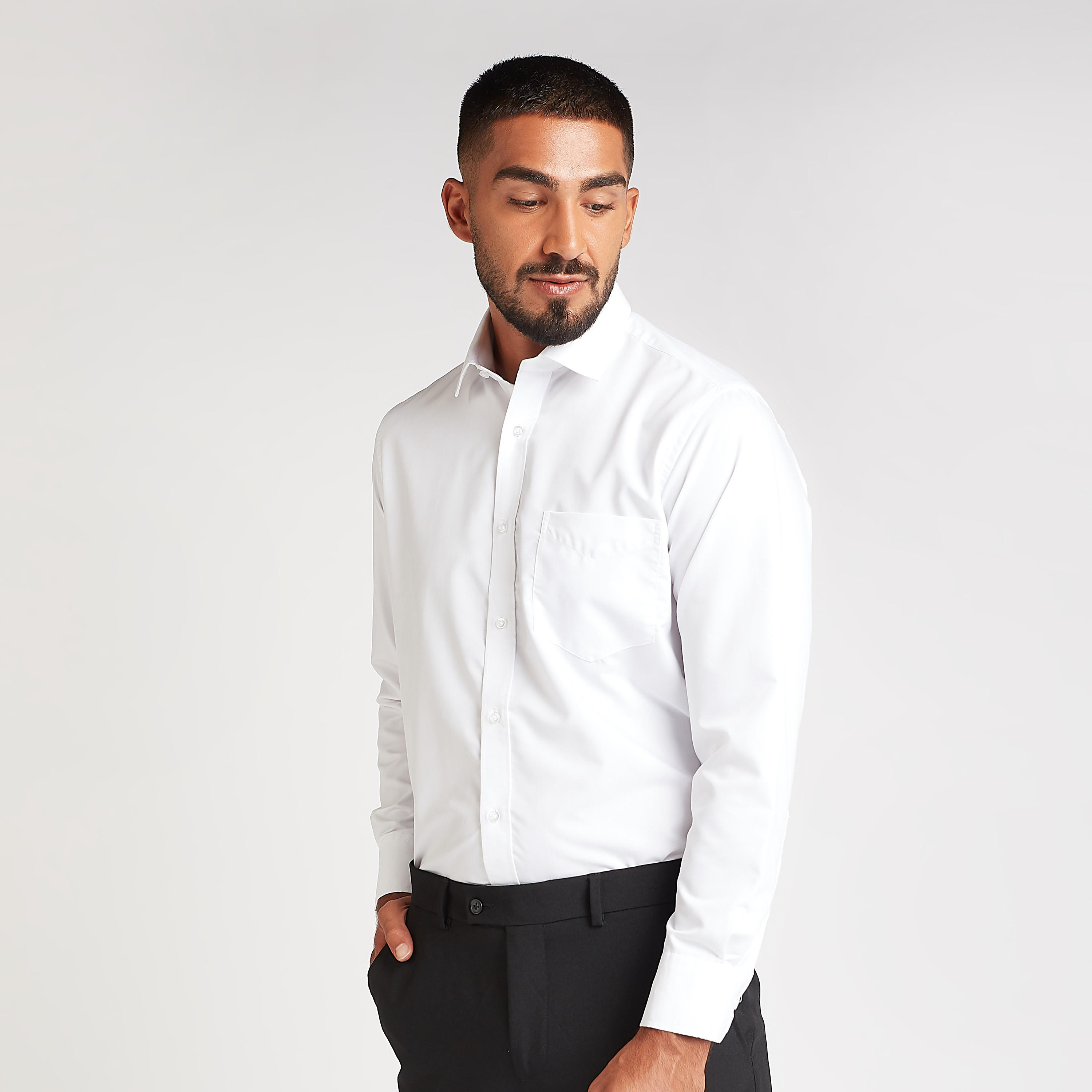 Easy Iron Solid Formal Shirt with Spread Collar and Long Sleeves-men-clothing-shirts-image-1