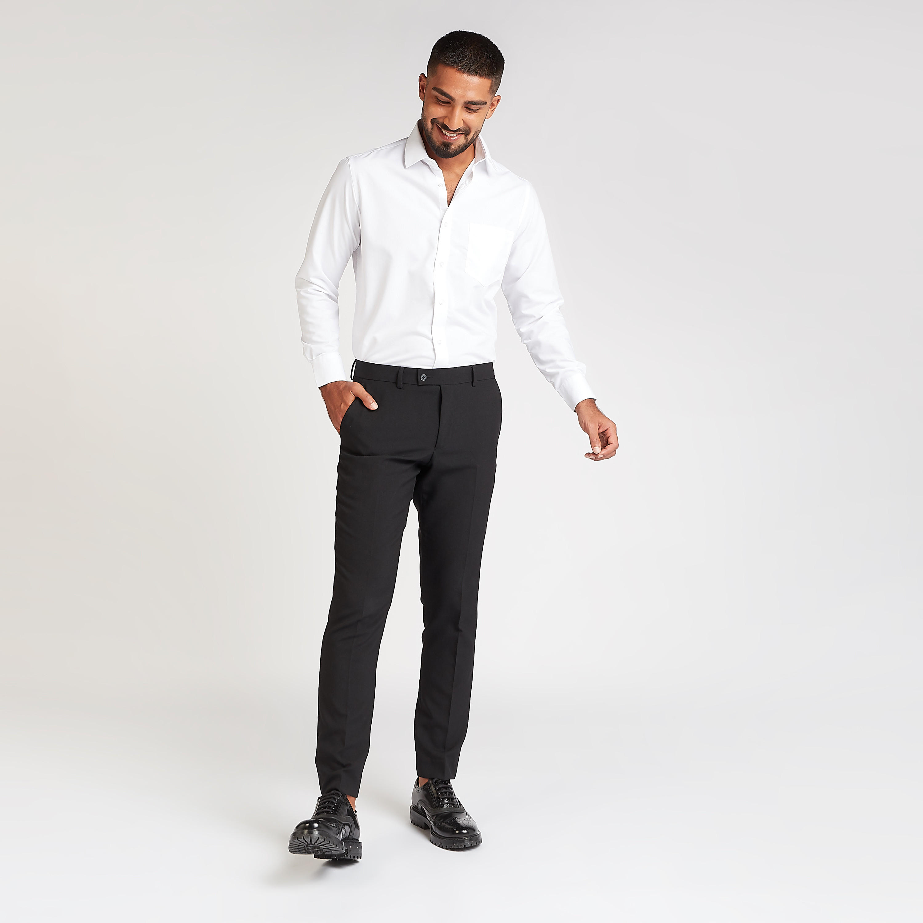 Easy Iron Solid Formal Shirt with Spread Collar and Long Sleeves-men-clothing-shirts-image-2