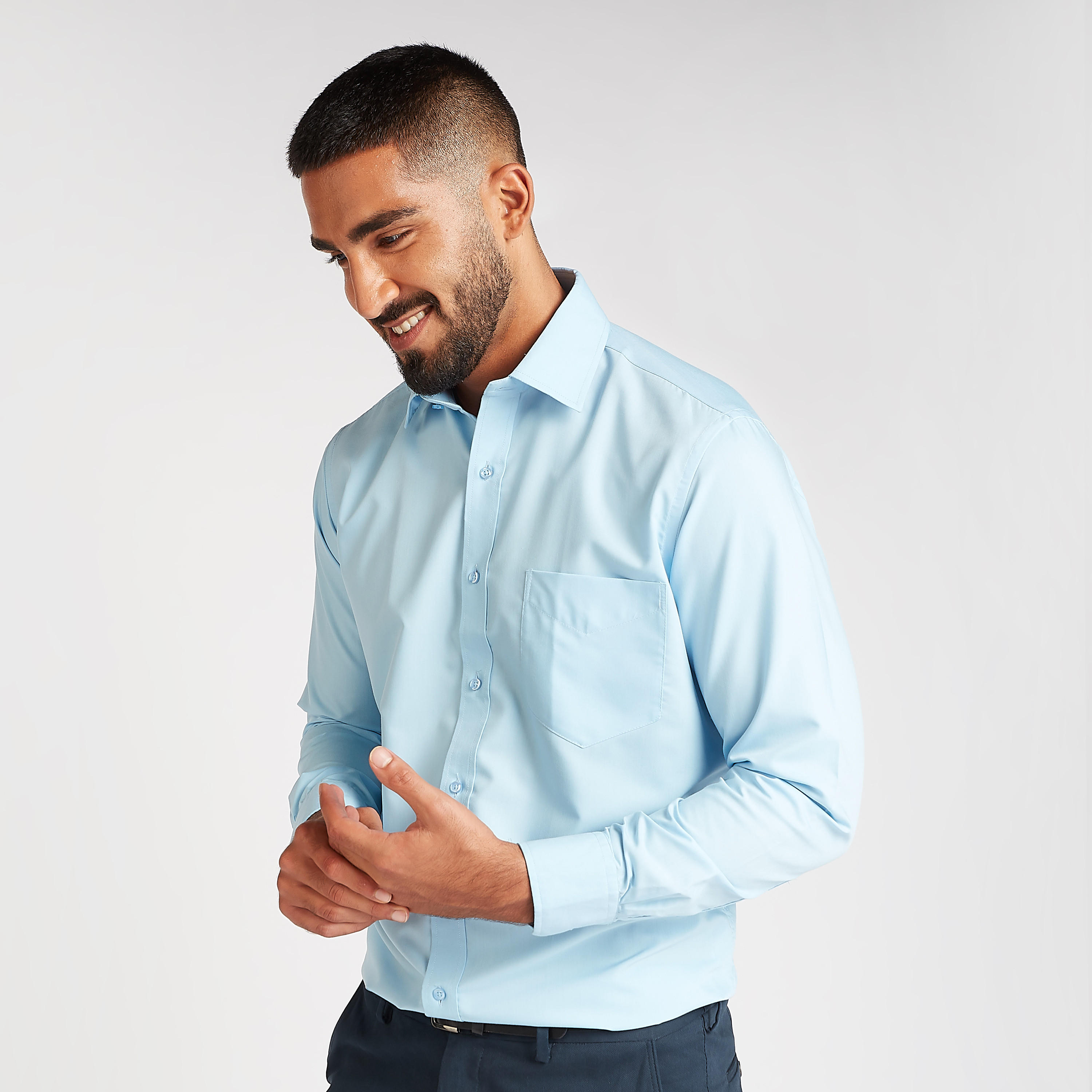 Easy Iron Solid Formal Shirt with Spread Collar and Long Sleeves-men-clothing-shirts-image-5