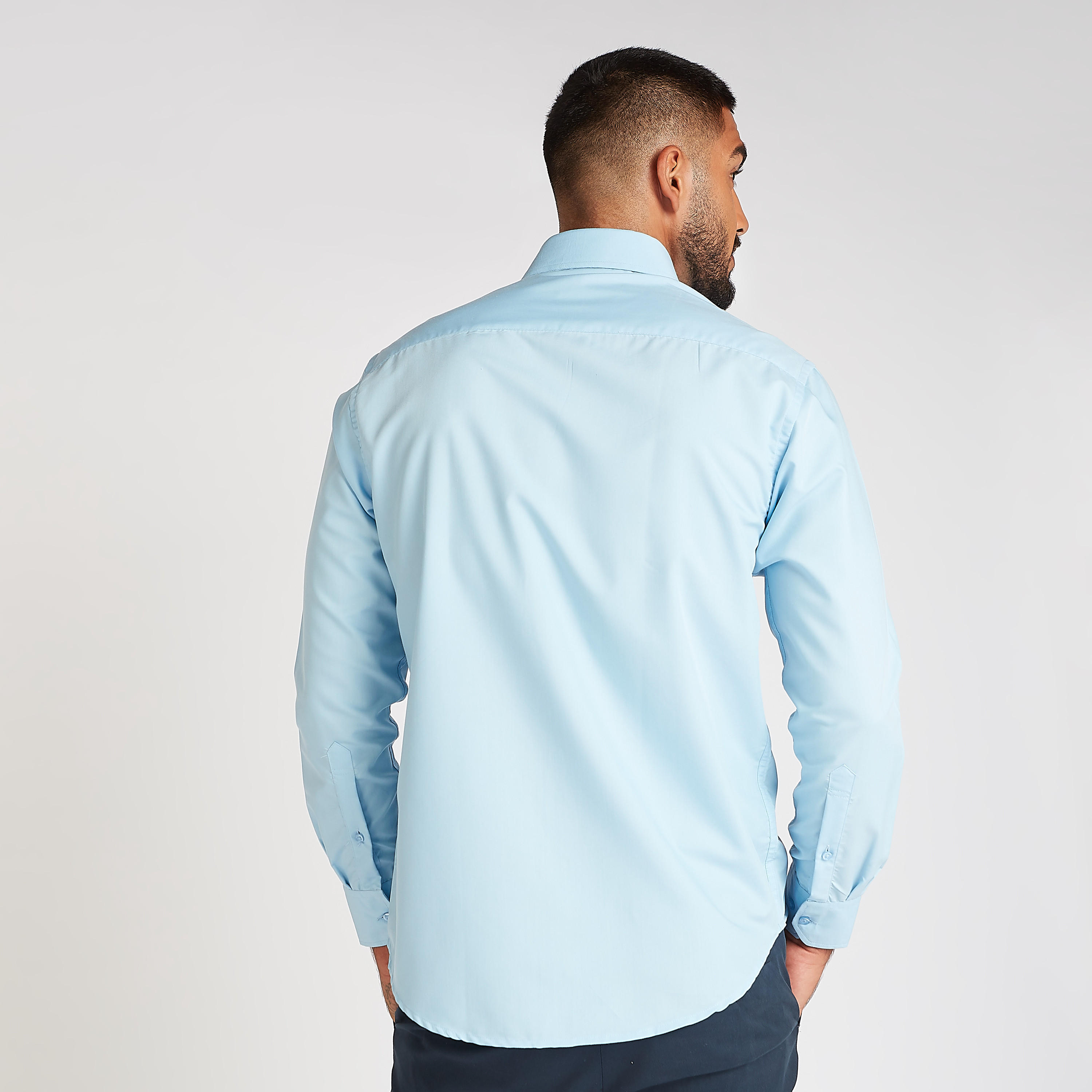 Easy Iron Solid Formal Shirt with Spread Collar and Long Sleeves-men-clothing-shirts-image-8