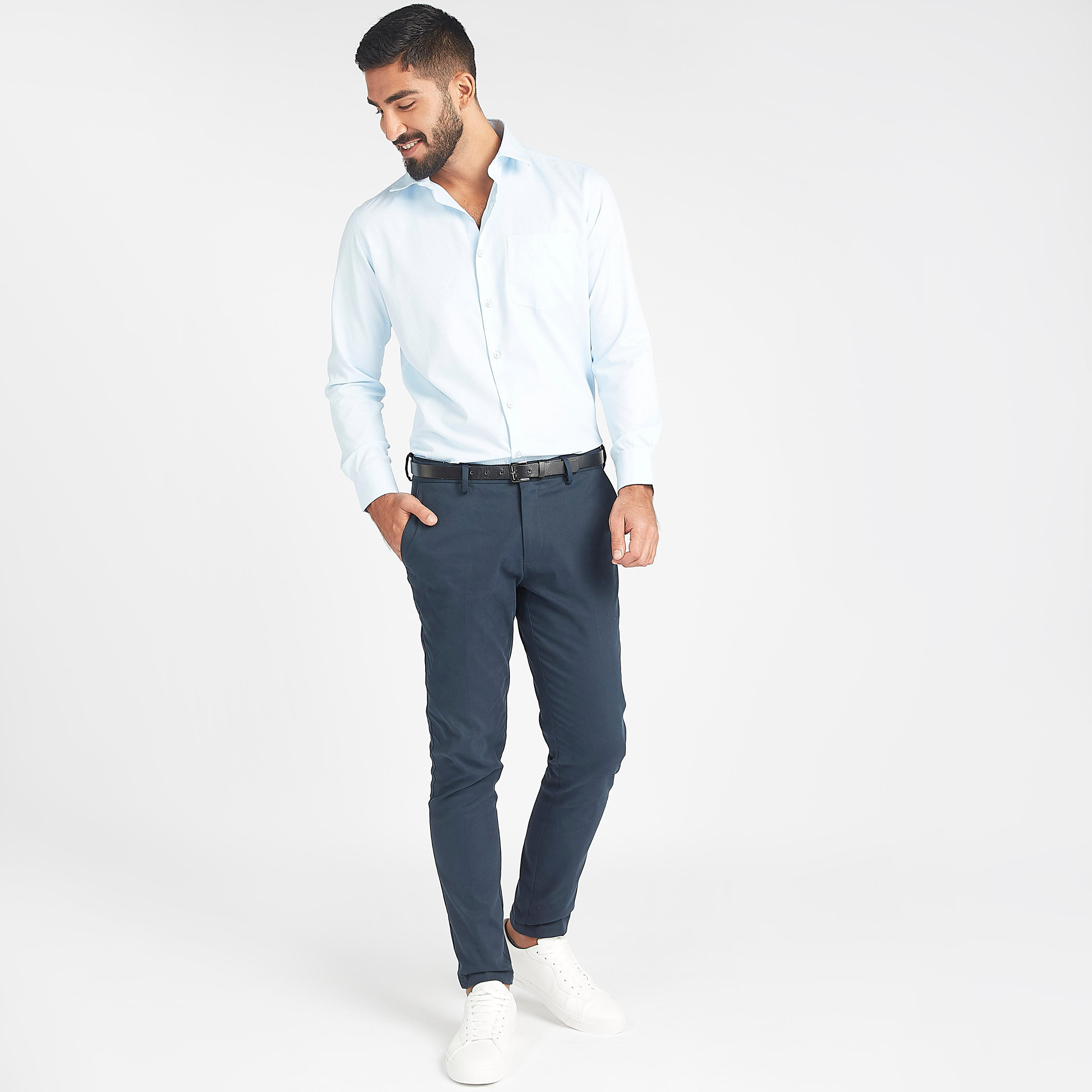 قميص مخطط سهل الكي بياقة عاديّة وأكمام طويلة-men-clothing-shirts-image-4