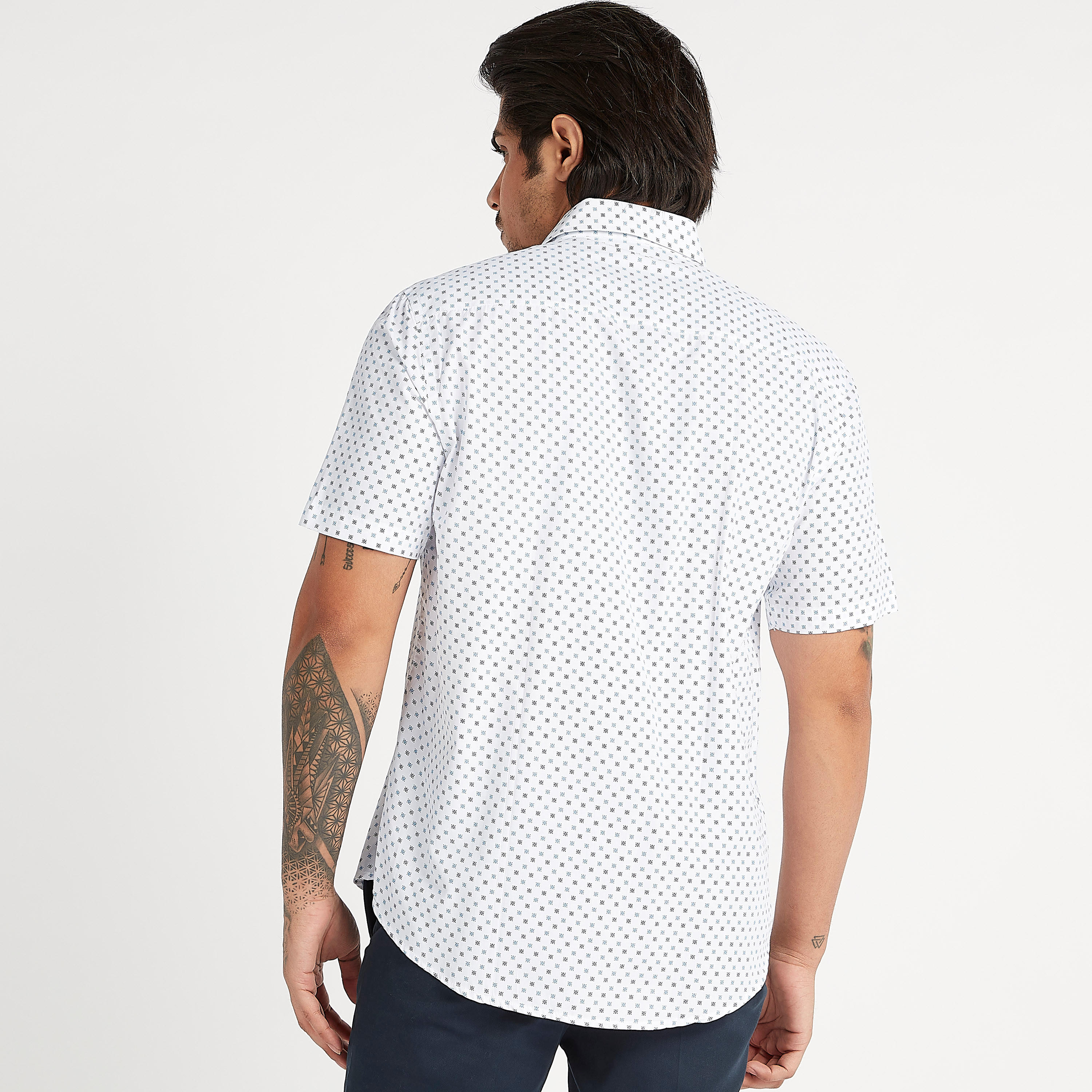 Printed Formal Shirt with Short Sleeves and Button Closure-men-clothing-shirts-image-4