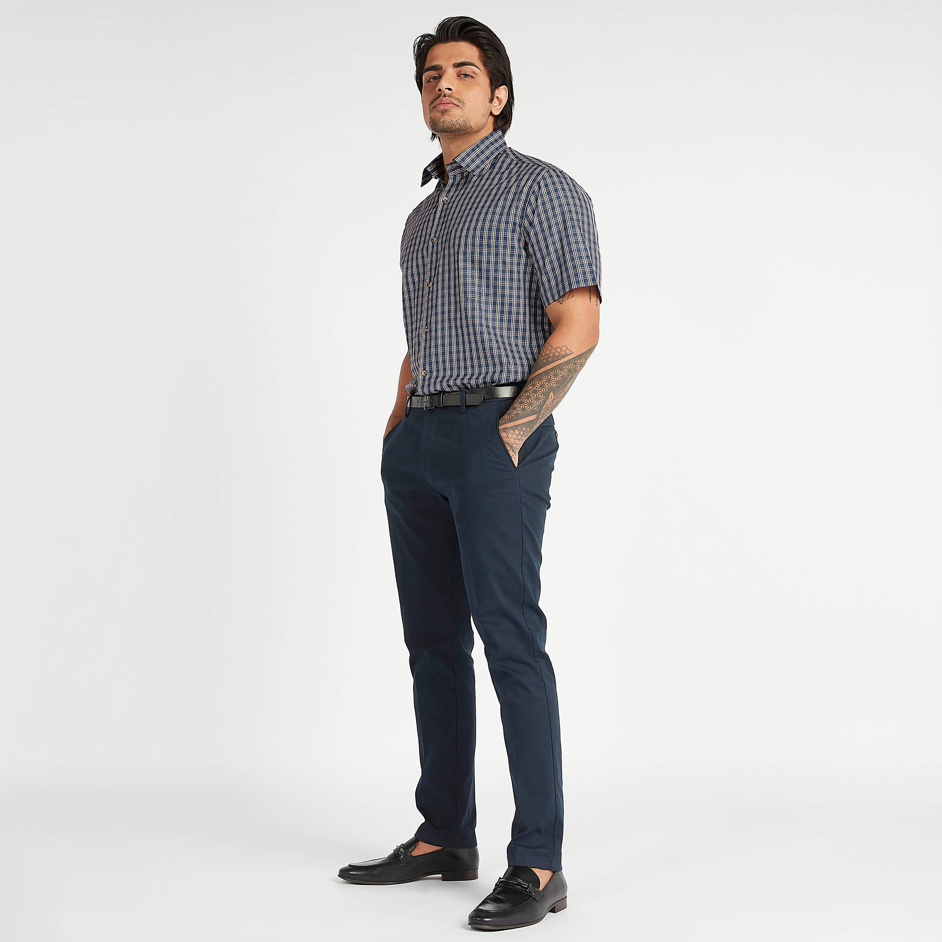 Checked Formal Shirt with Short Sleeves and Button Closure-men-clothing-shirts-image-2