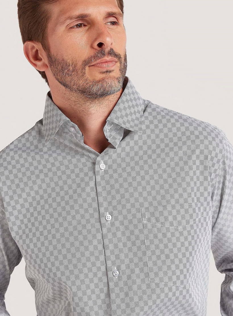 قميص بارز الملمس بزر سفلي مع أكمام قصيرة وجيب على الصّدر-men-clothing-shirts-image-3