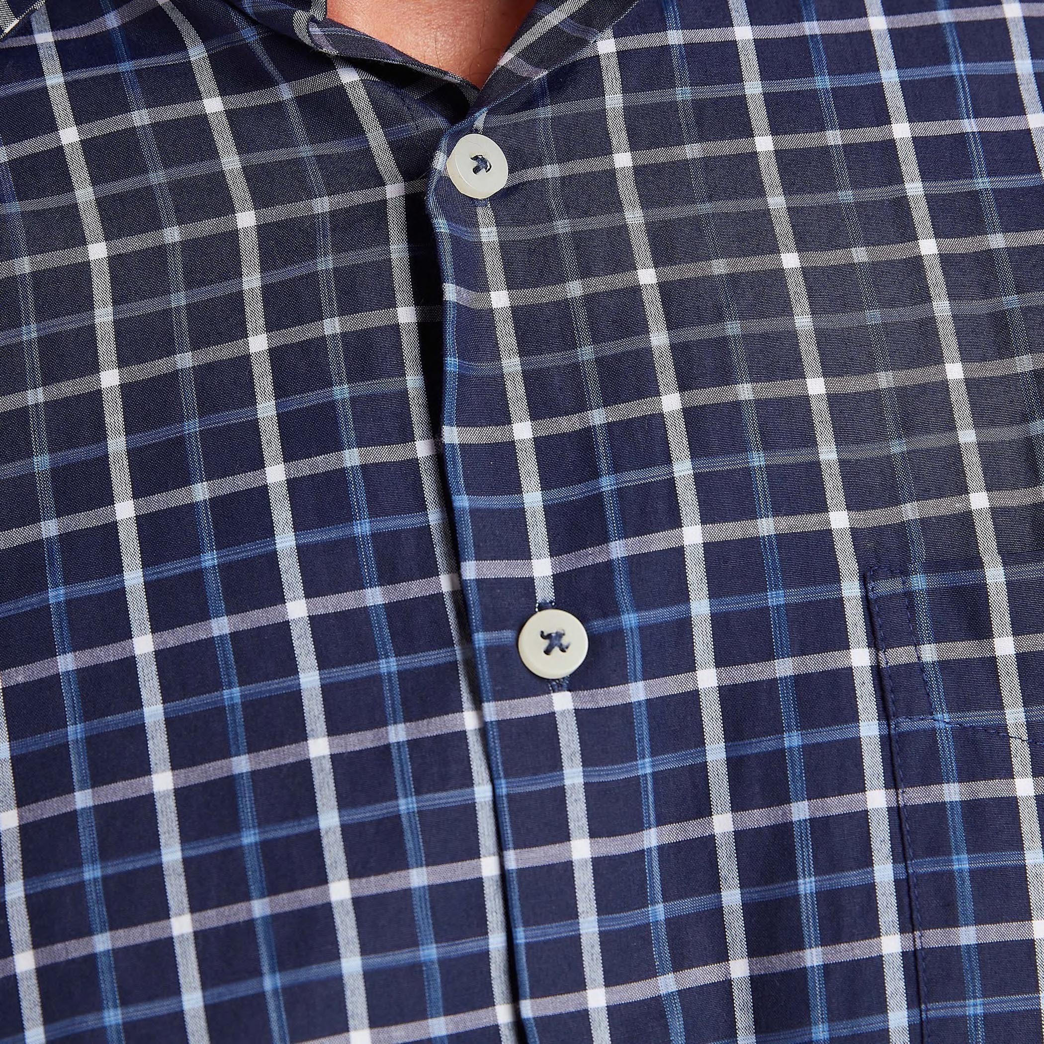 Checked Button Down Shirt with Short Sleeves and Chest Pocket-men-clothing-shirts-image-4