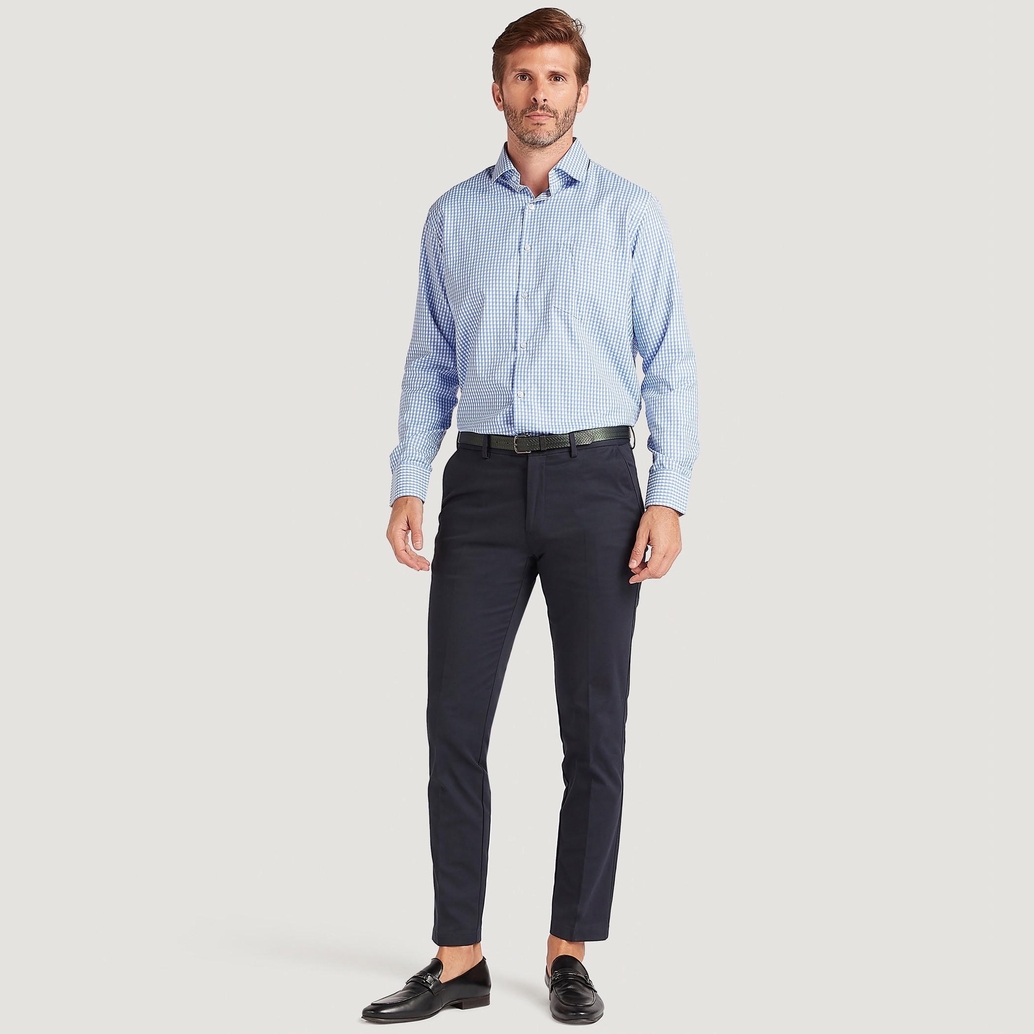قميص كاروهات بياقة بأزرار وأكمام طويلة-men-clothing-shirts-image-4
