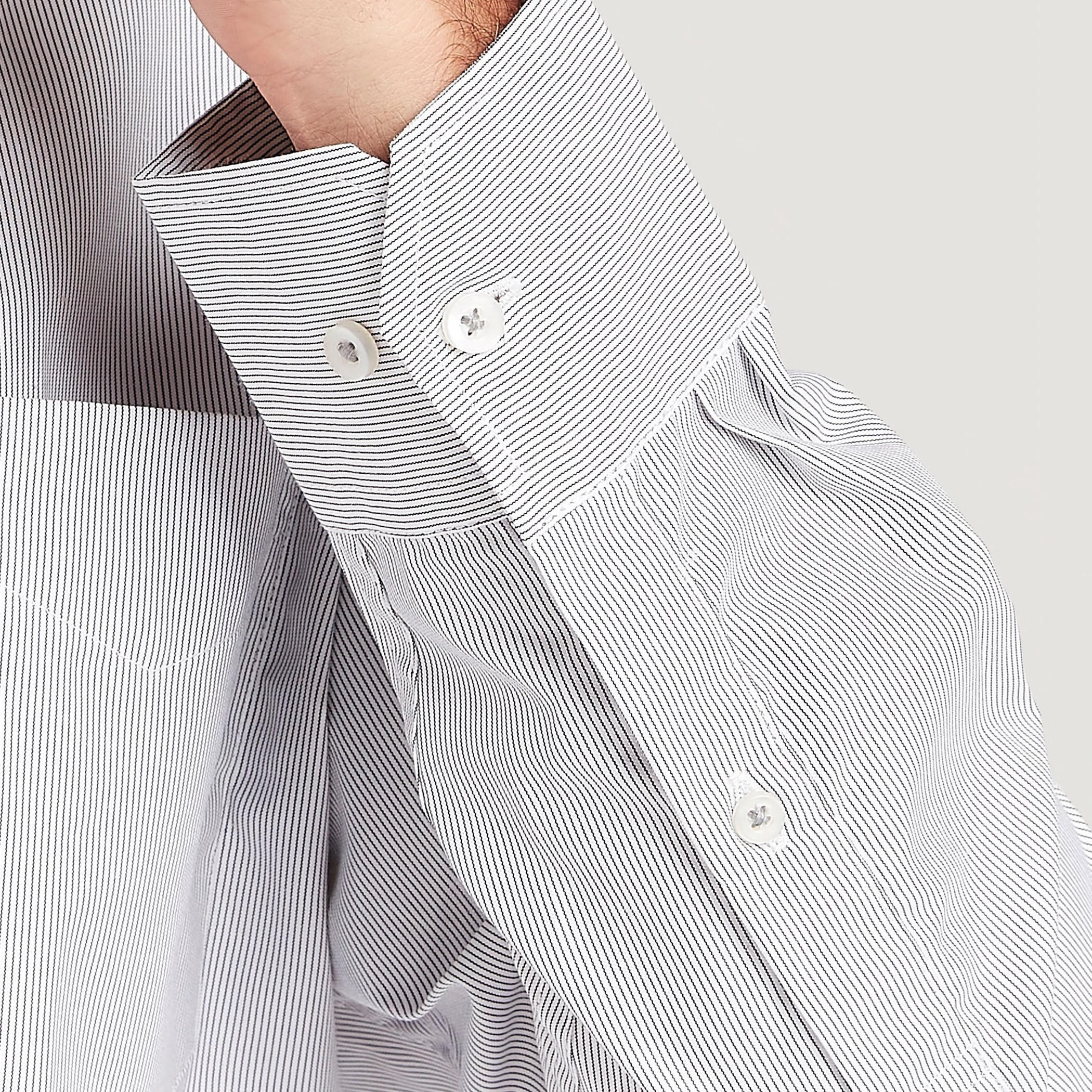 قميص مخطّط بزر سفلي مع أكمام طويلة وجيب على الصّدر-men-clothing-shirts-image-5