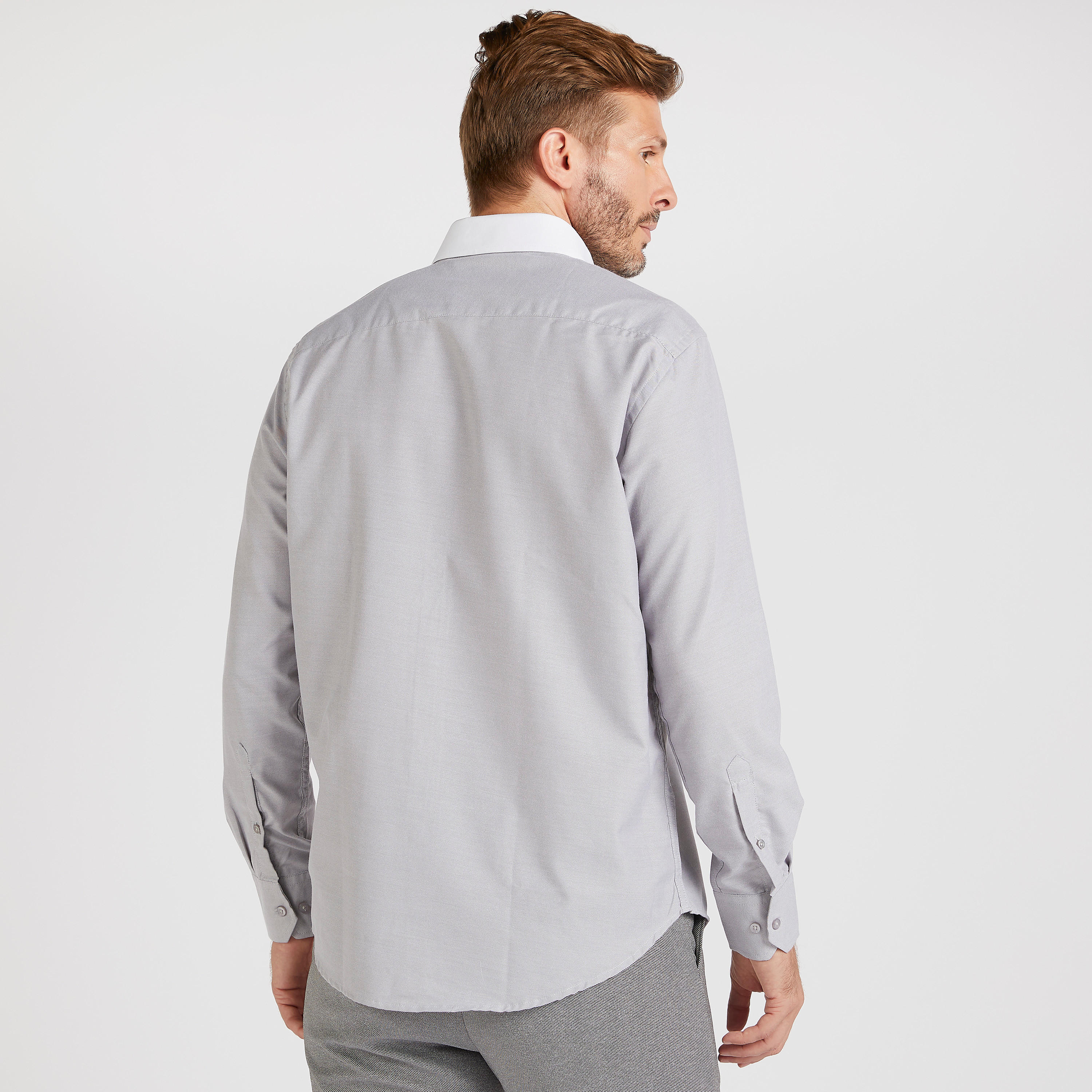 قميص أكسفورد بارز الملمس بأكمام طويلة وجيب على الصّدر-men-clothing-shirts-image-4