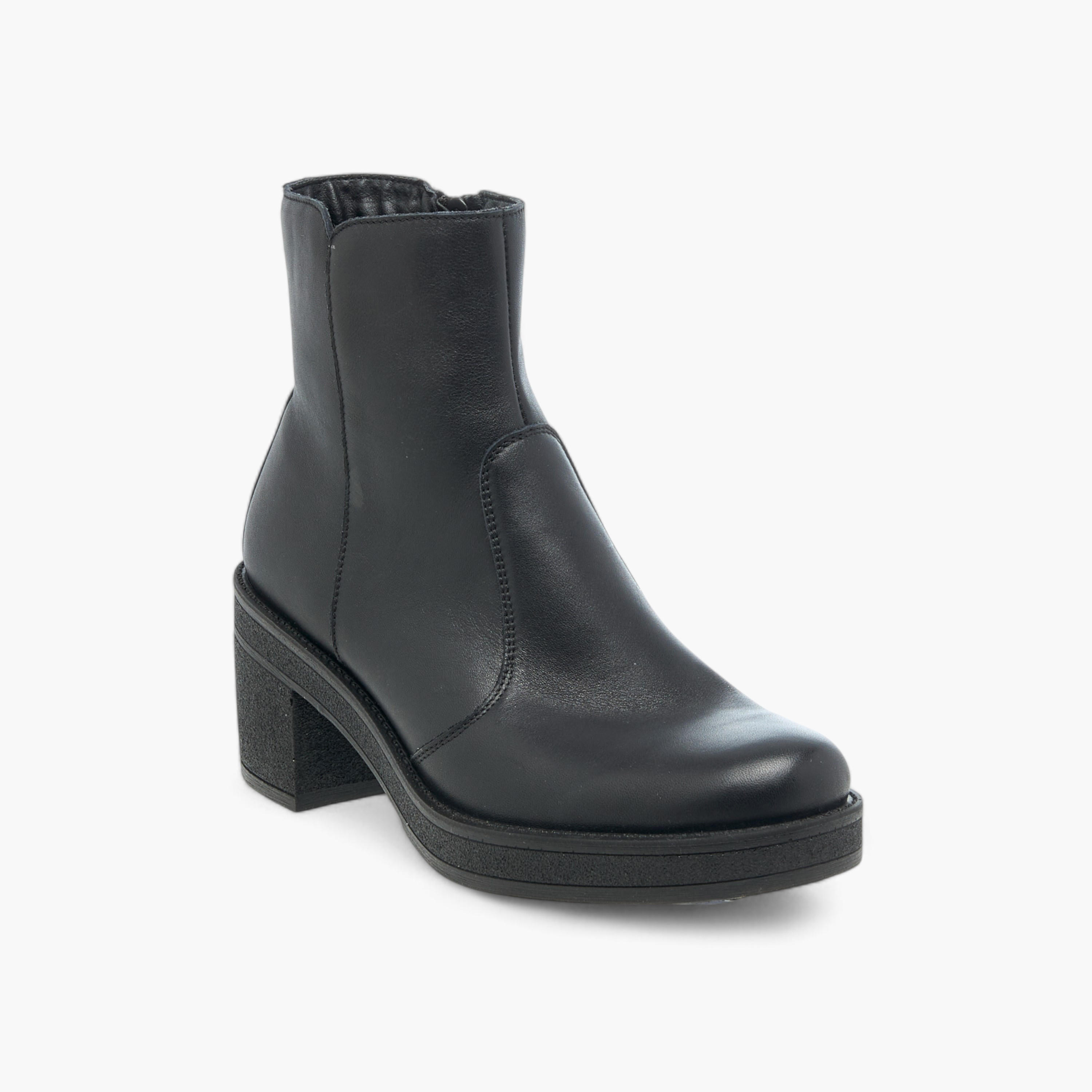 بوت سادة بطول الكاحل وبسحاب إغلاق وكعب سميك للنساء من سيليست-women-shoes-boots-image-2