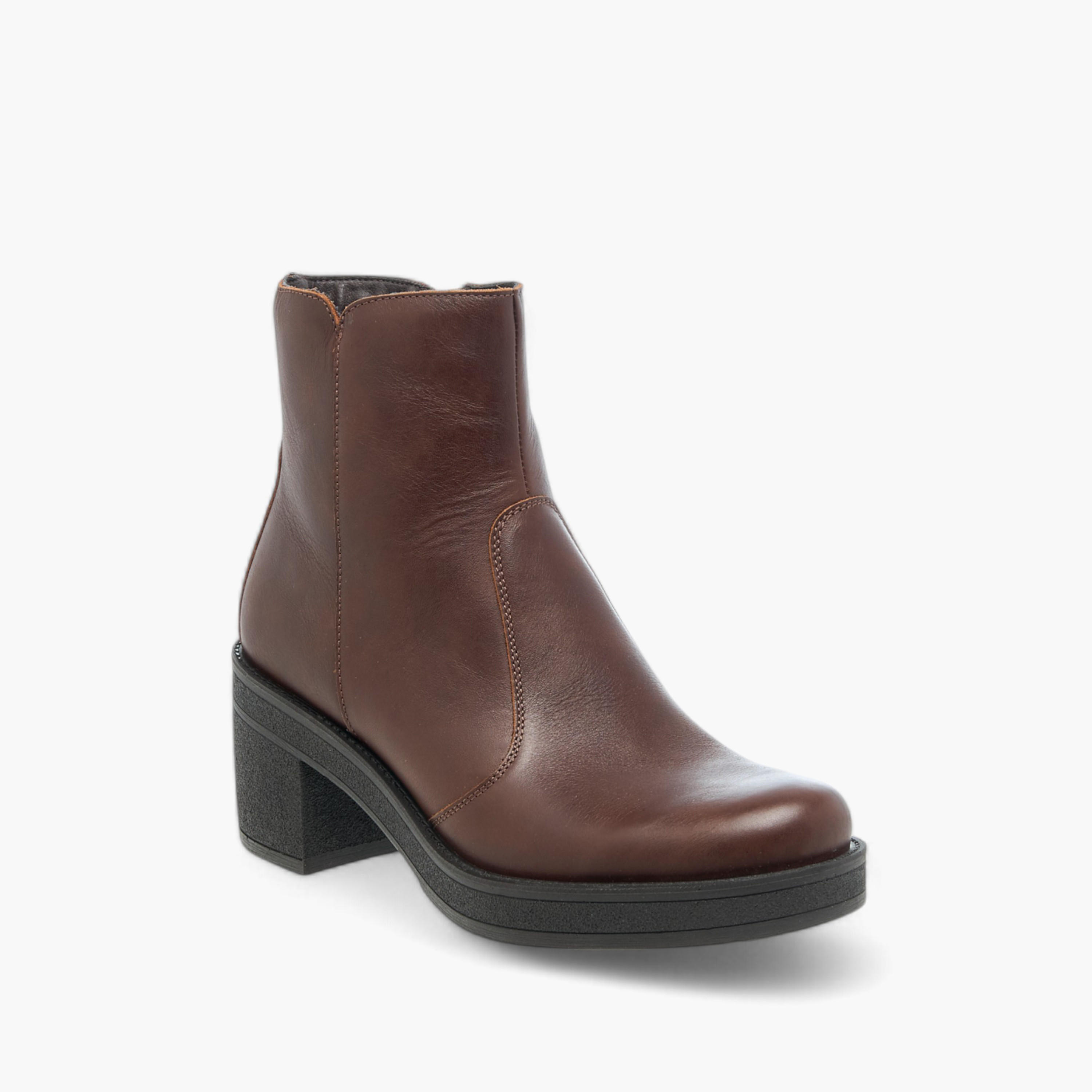 Celeste Women's Solid Ankle Boots with Zip Closure and Block Heels-women-shoes-boots-image-2