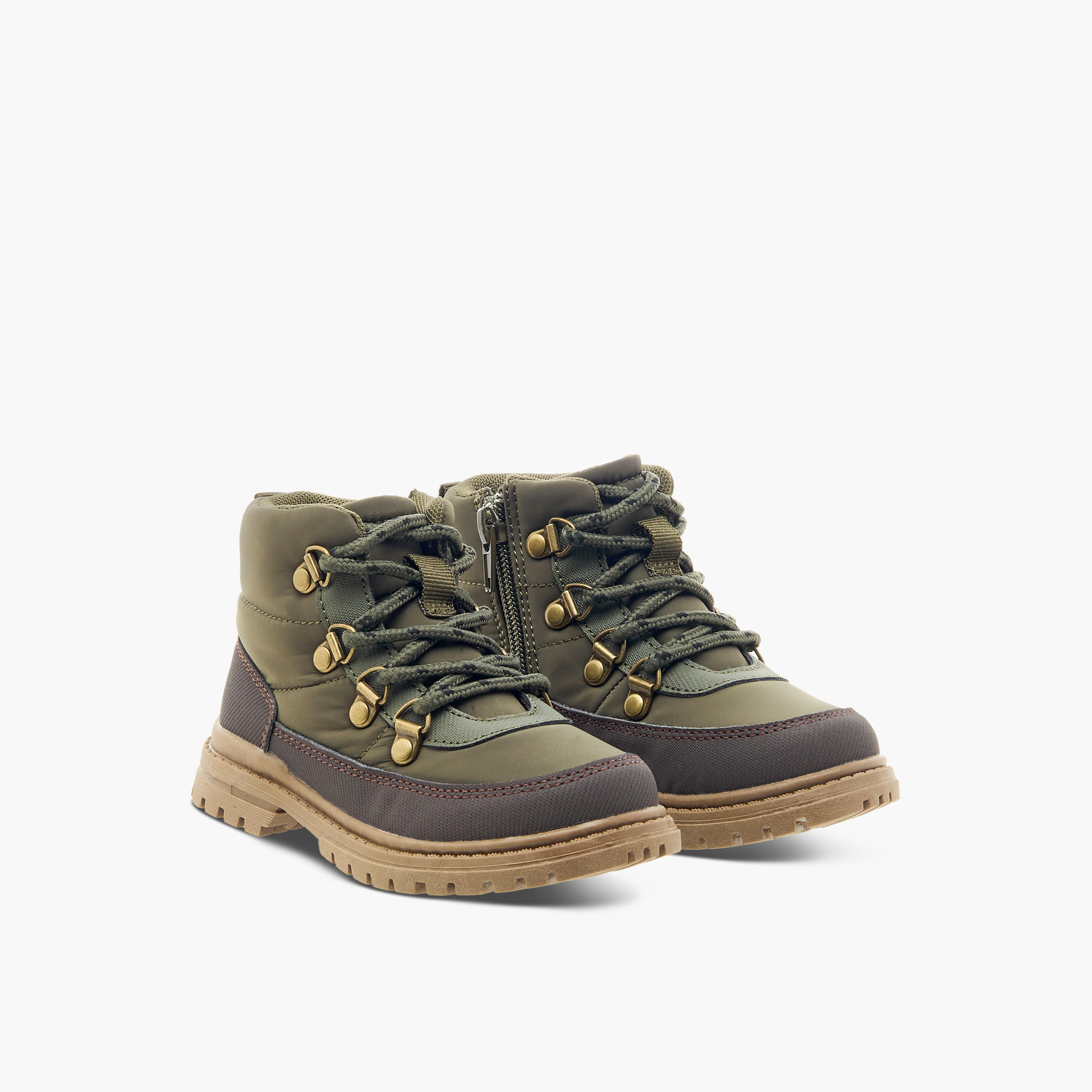 Juniors Panelled Ankle Boots with Zip Closure and Pull Tabs-boys-shoes-boots-image-1
