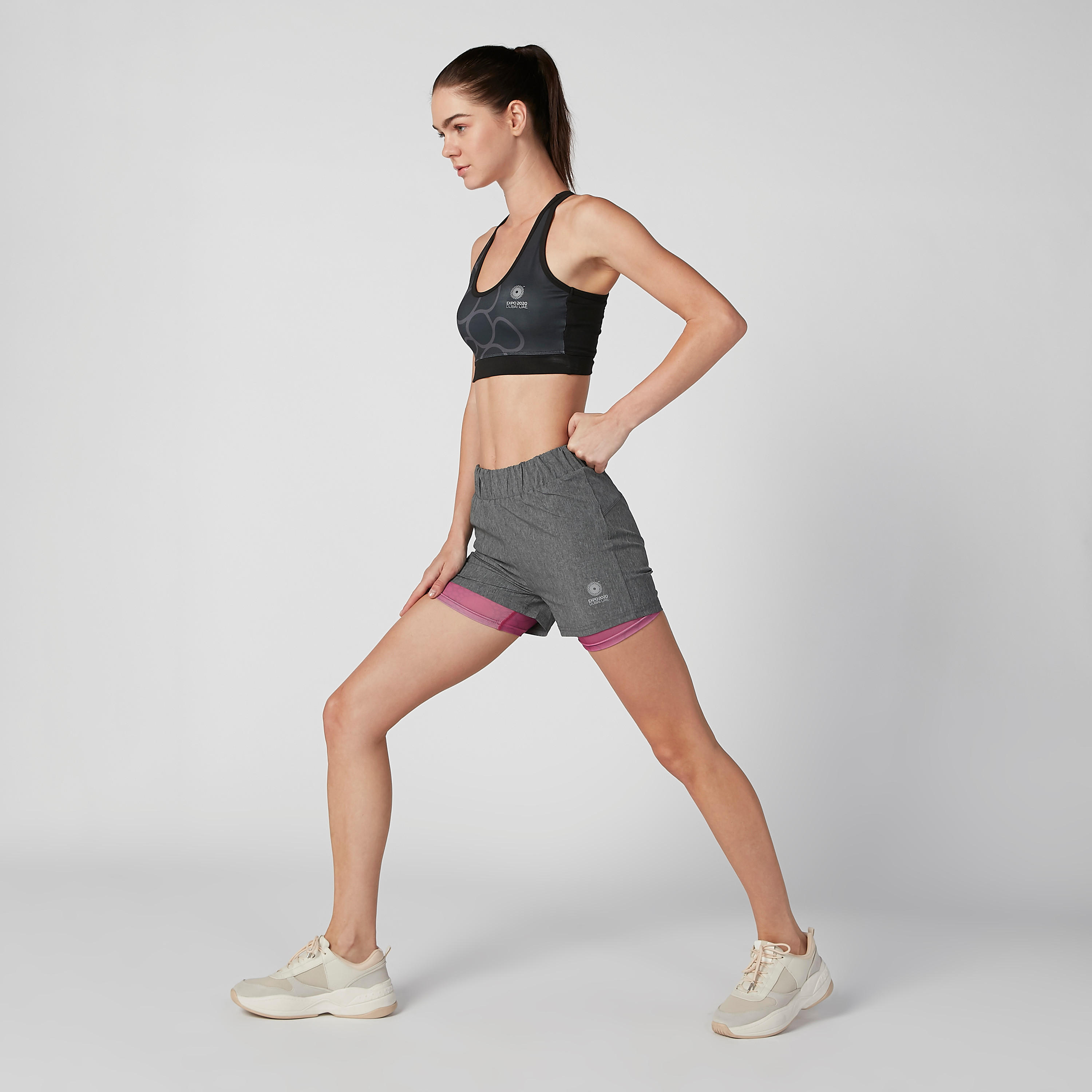 شورت سادة بخصر مطاطي-women-clothing-sportswearandactivewear-bottoms-image-2
