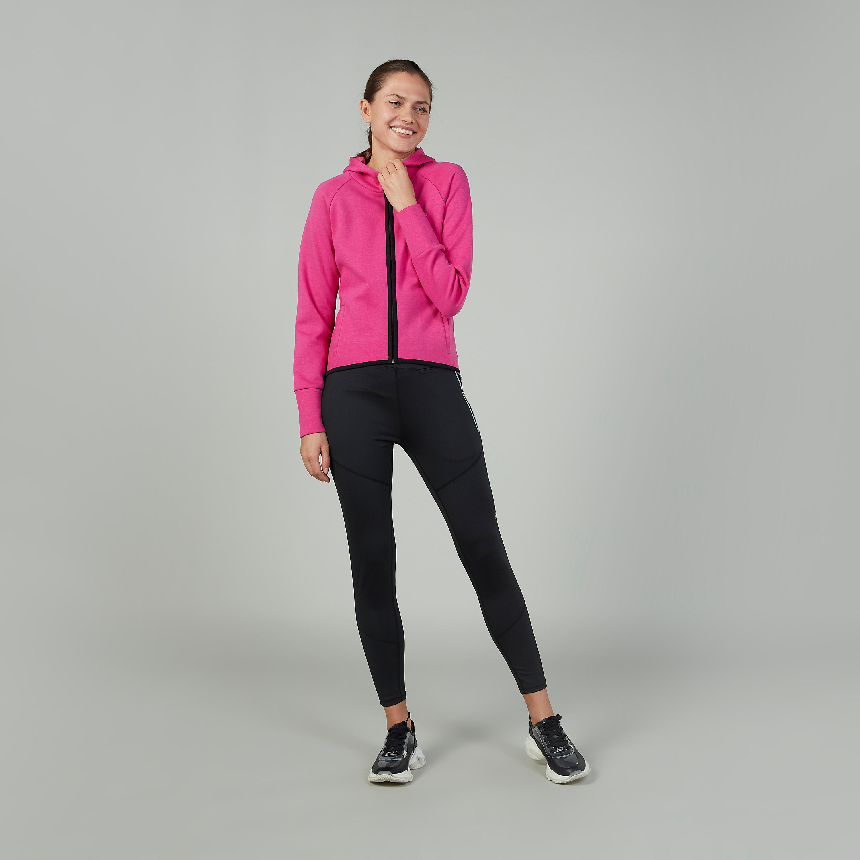 بنطلون ليقنز مستدام سادة بخصر مطّاطي وتفاصيل سحّاب إكسبو 2020-women-clothing-sportswearandactivewear-bottoms-image-2