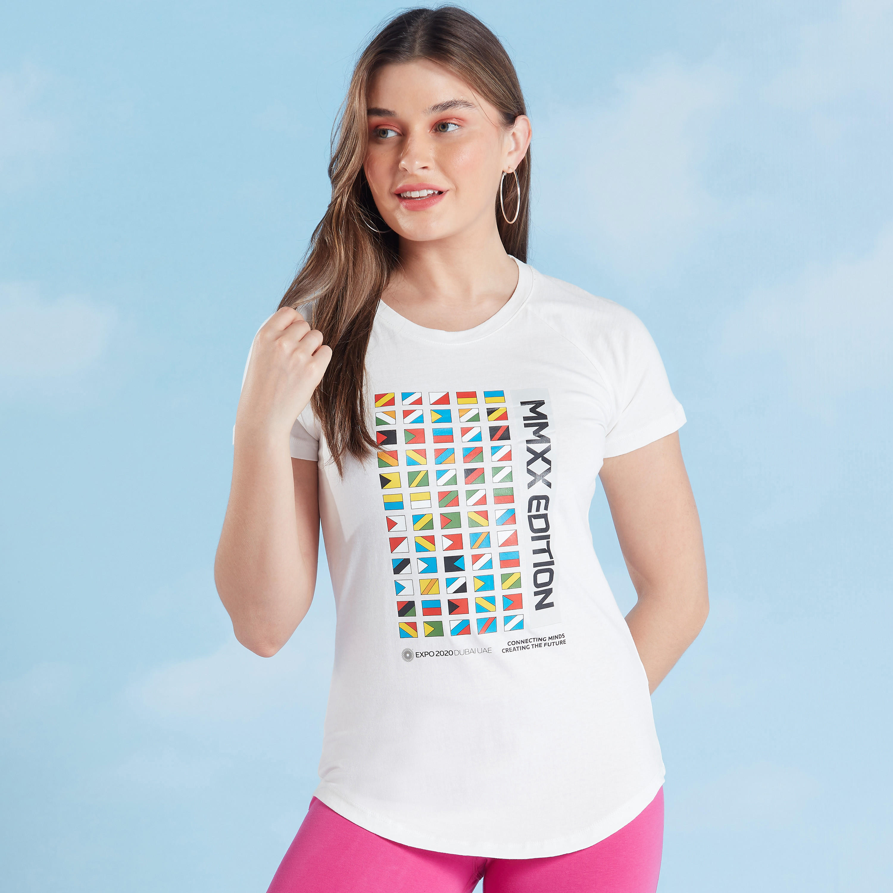 Expo 2020 Printed T-shirt with Round Neck and Raglan Sleeves-women-clothing-sportswearandactivewear-tshirtsandvests-image-1
