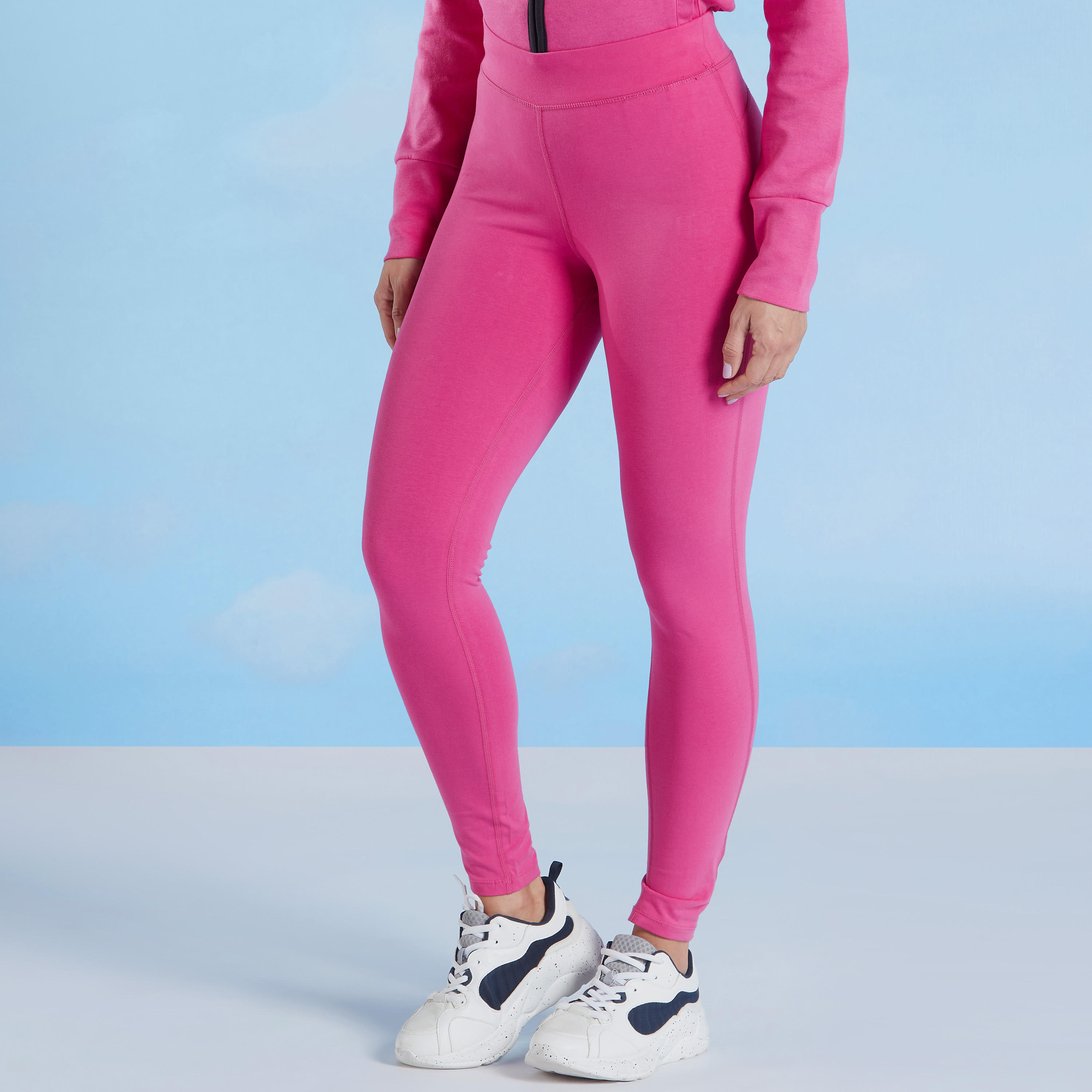 بنطلون ليقنز سادة طويل بخصر مطّاطي إكسبو 2020-women-clothing-sportswearandactivewear-bottoms-image-1