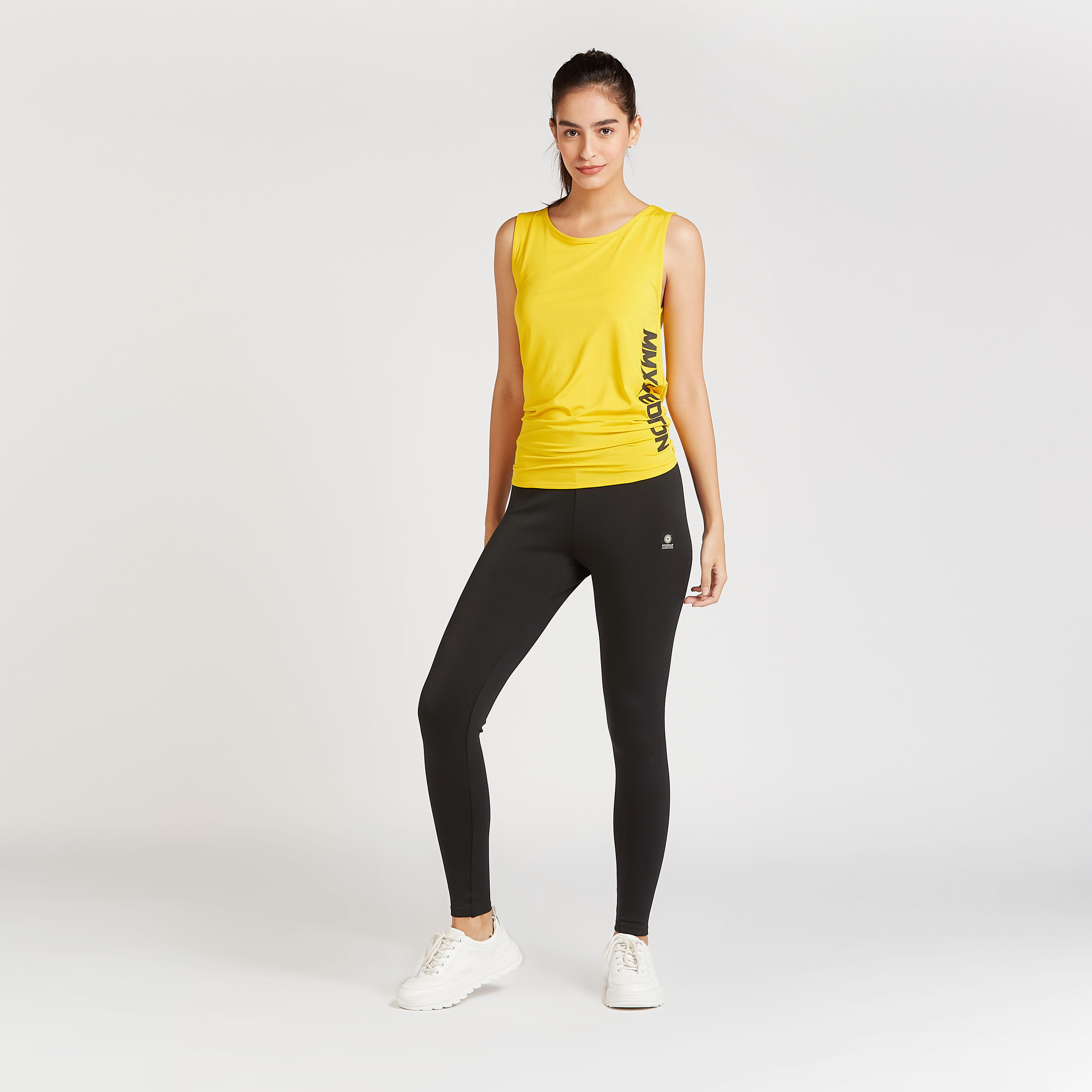 Expo 2020 Solid Leggings with Printed Wide Elasticised Waistband-women-clothing-bottoms-leggings-image-2