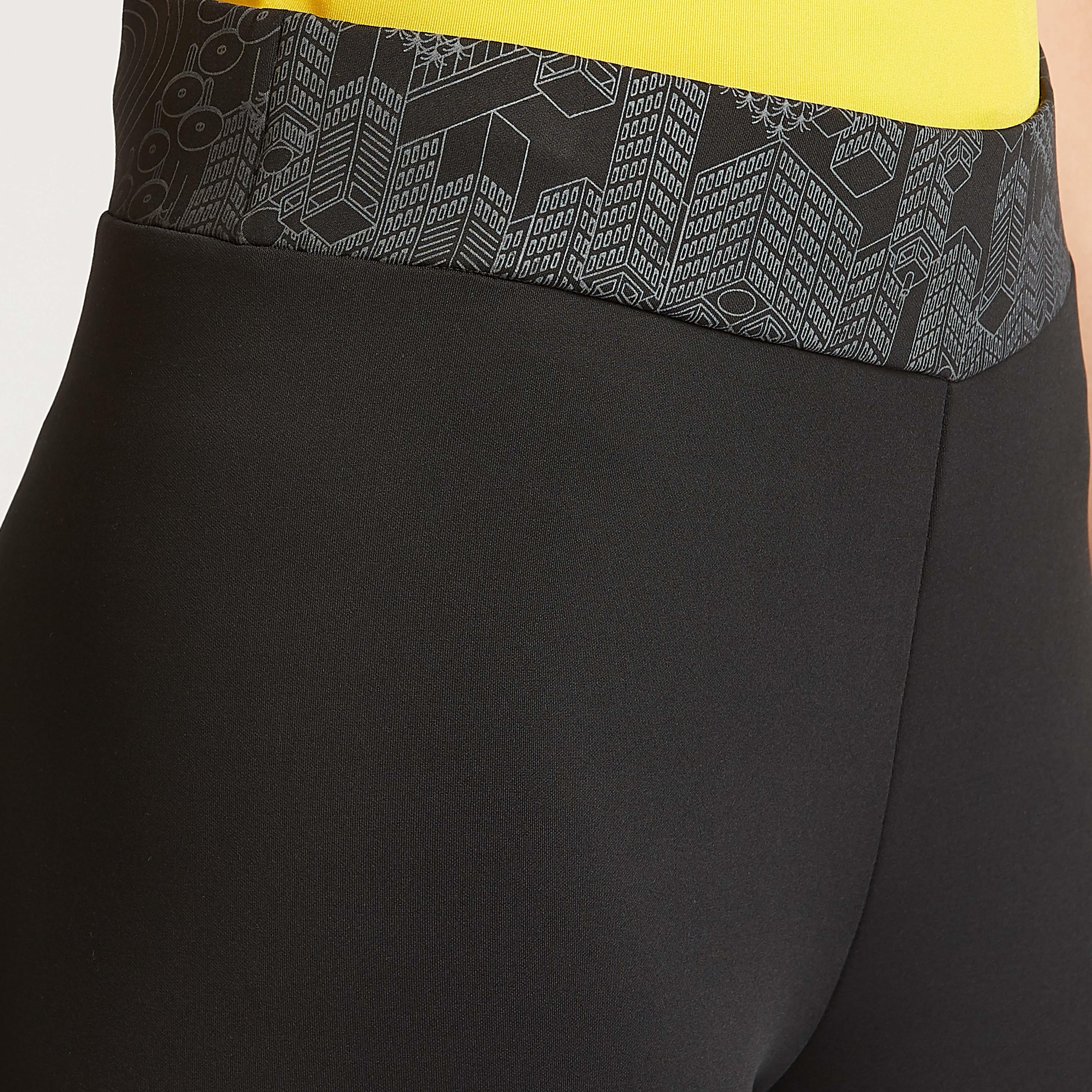 Expo 2020 Solid Leggings with Printed Wide Elasticised Waistband-women-clothing-bottoms-leggings-image-3