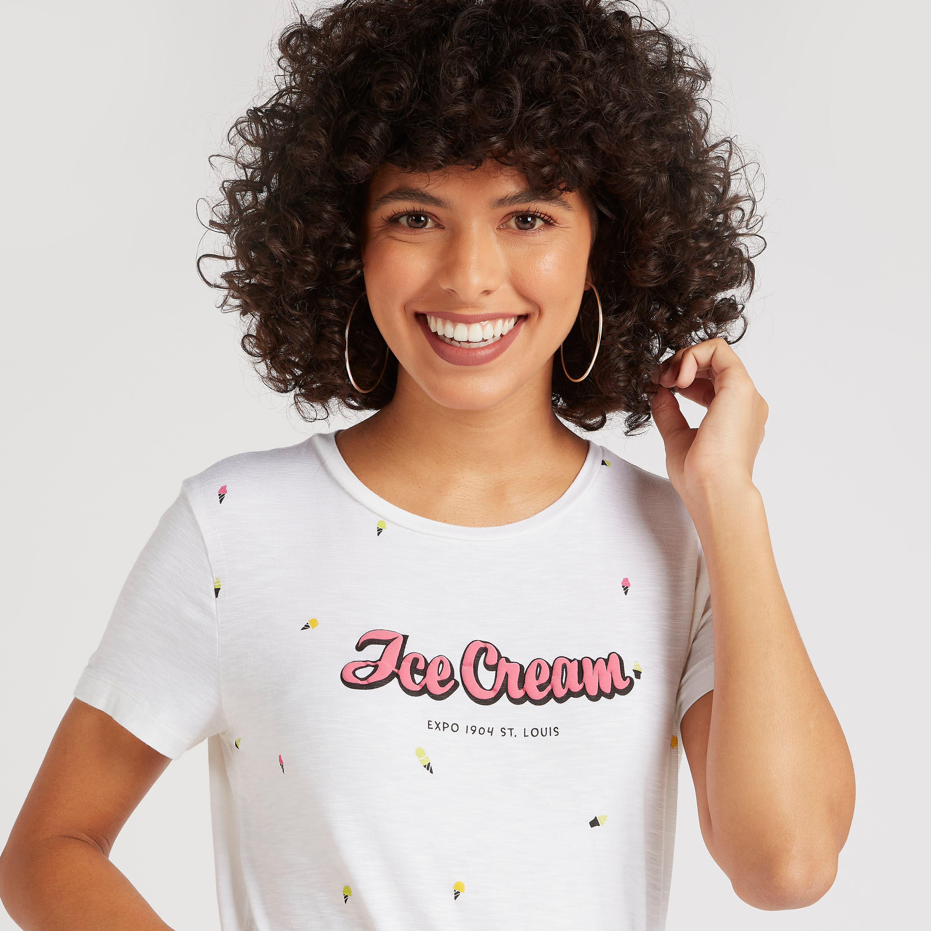 Printed Round Neck T-shirt with Short Sleeves-women-clothing-tshirts-image-3