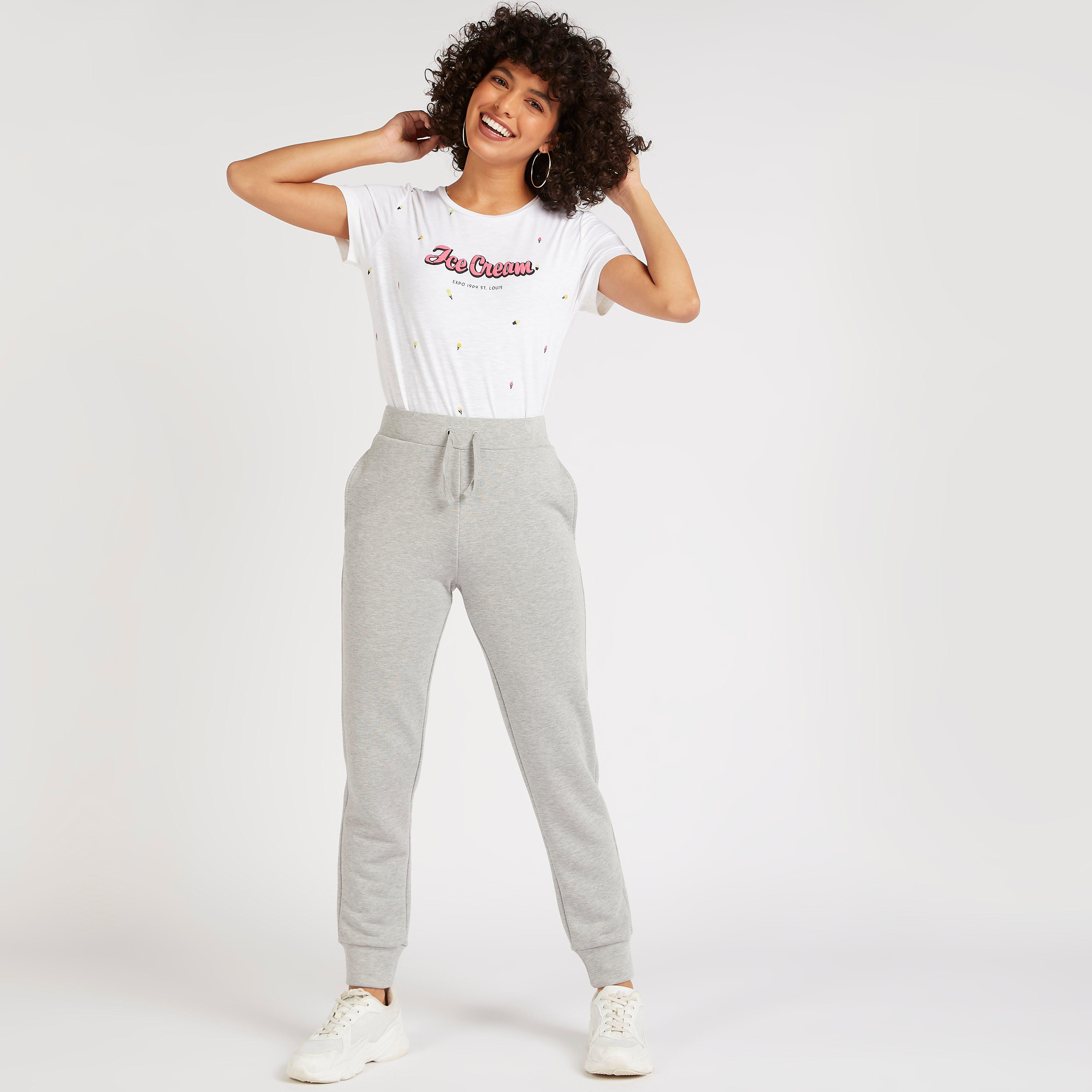 Printed Round Neck T-shirt with Short Sleeves-women-clothing-tshirts-image-2