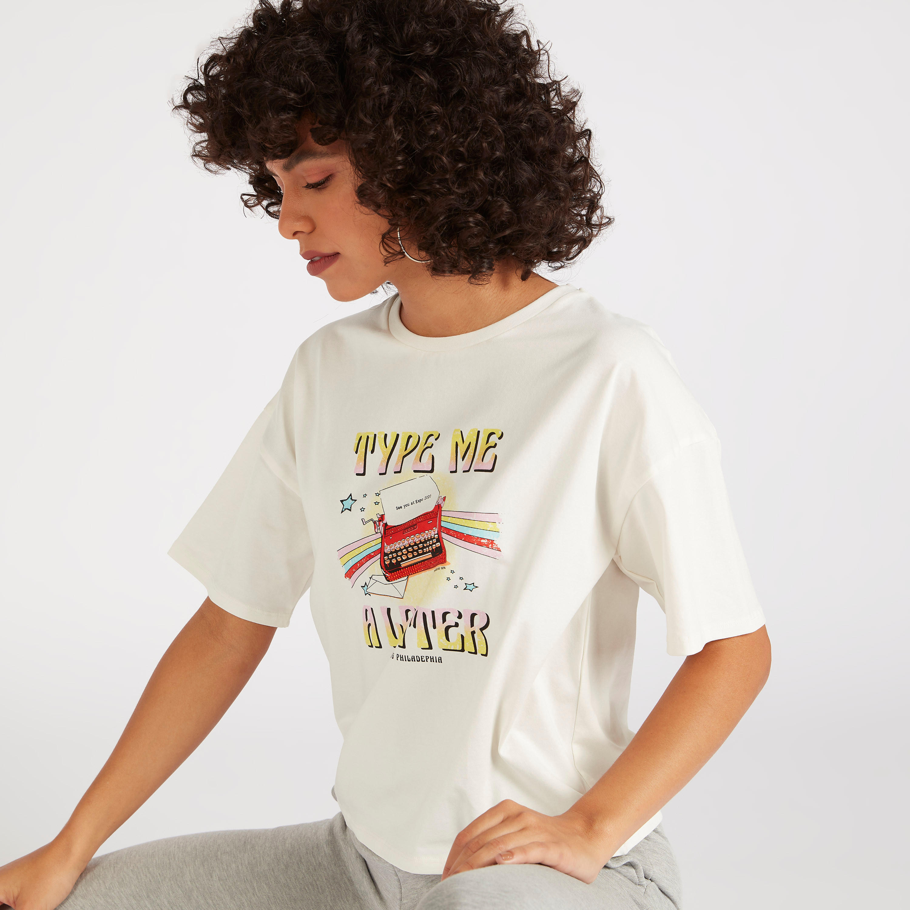 Printed T-shirt with Short Sleeves and Crew Neck-women-clothing-tshirts-image-1