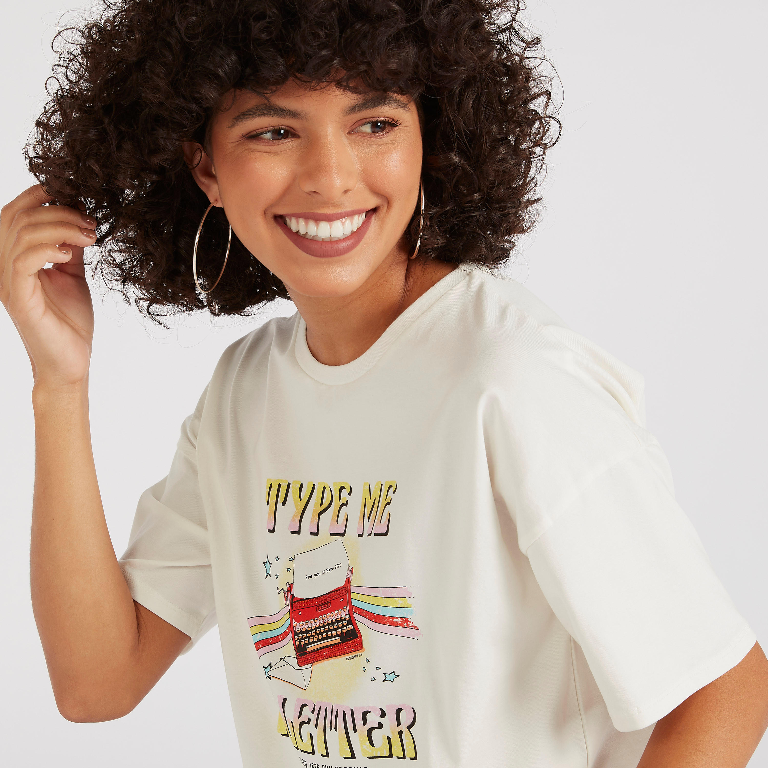Printed T-shirt with Short Sleeves and Crew Neck-women-clothing-tshirts-image-3