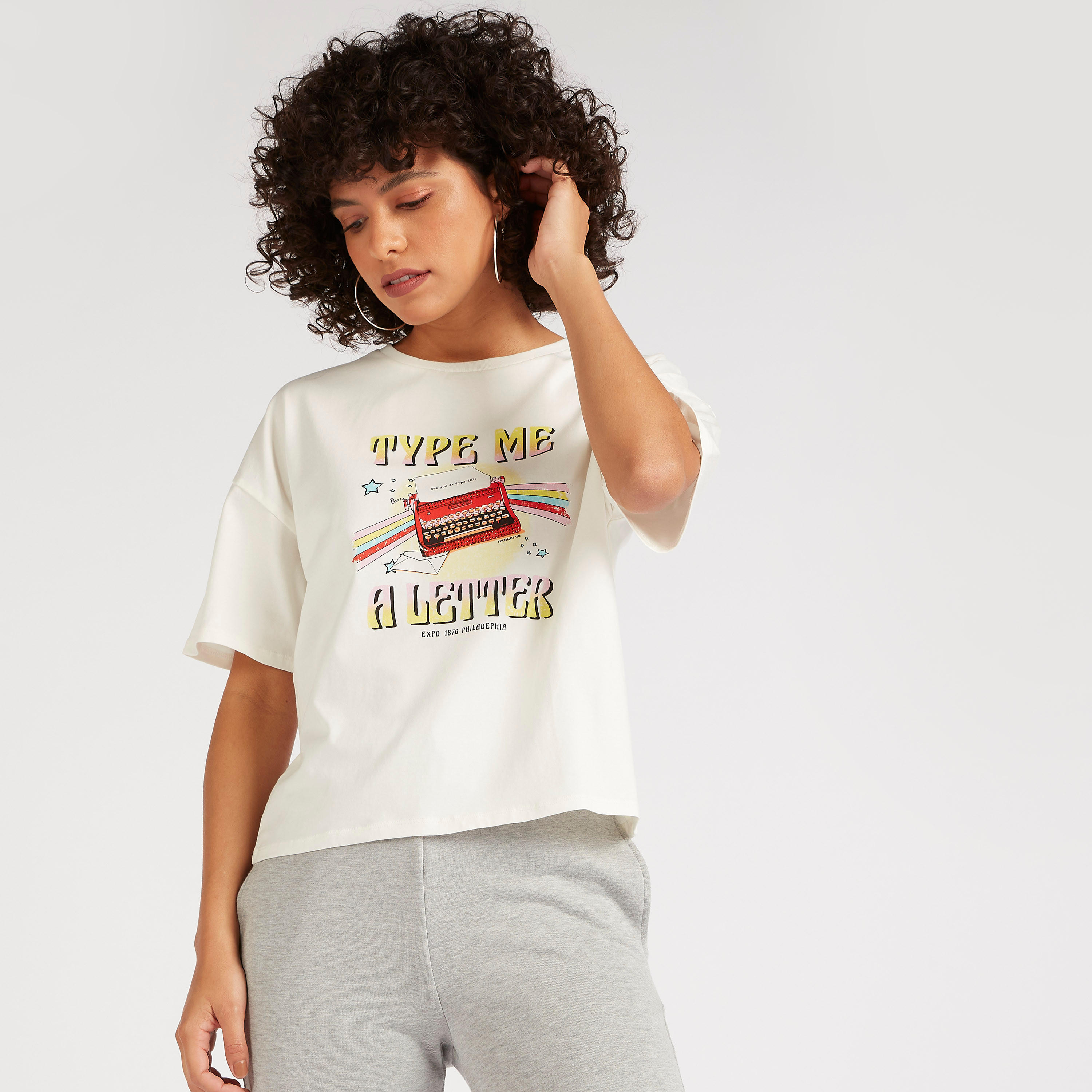 Printed T-shirt with Short Sleeves and Crew Neck-women-clothing-tshirts-image-6