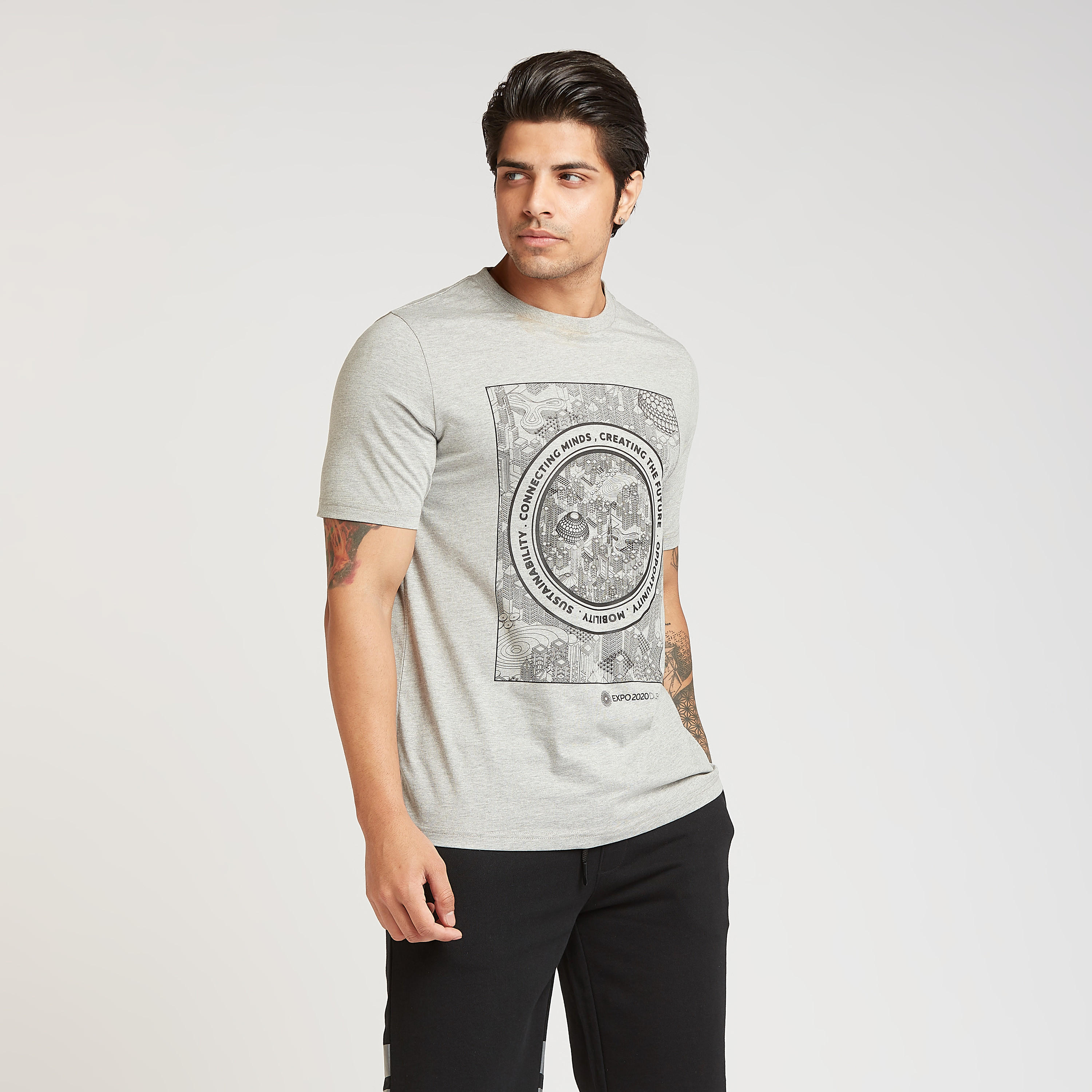 Printed T-shirt with Crew Neck and Short Sleeves-men-clothing-tshirtsandpolos-tshirts-image-1