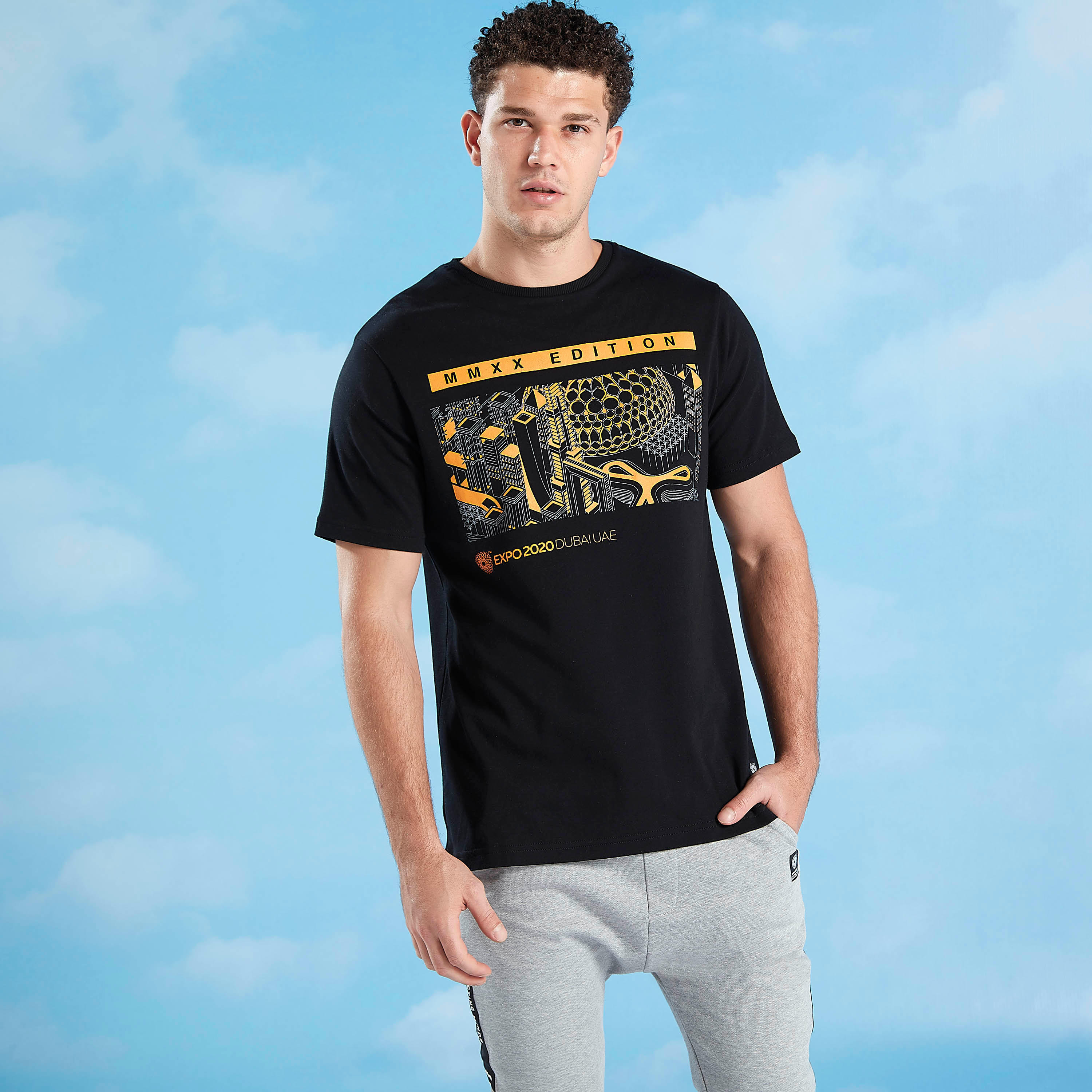 Expo 2020 Print T-shirt with Crew Neck and Short Sleeves-men-clothing-sportswearandactivewear-tshirtsandpolos-image-1