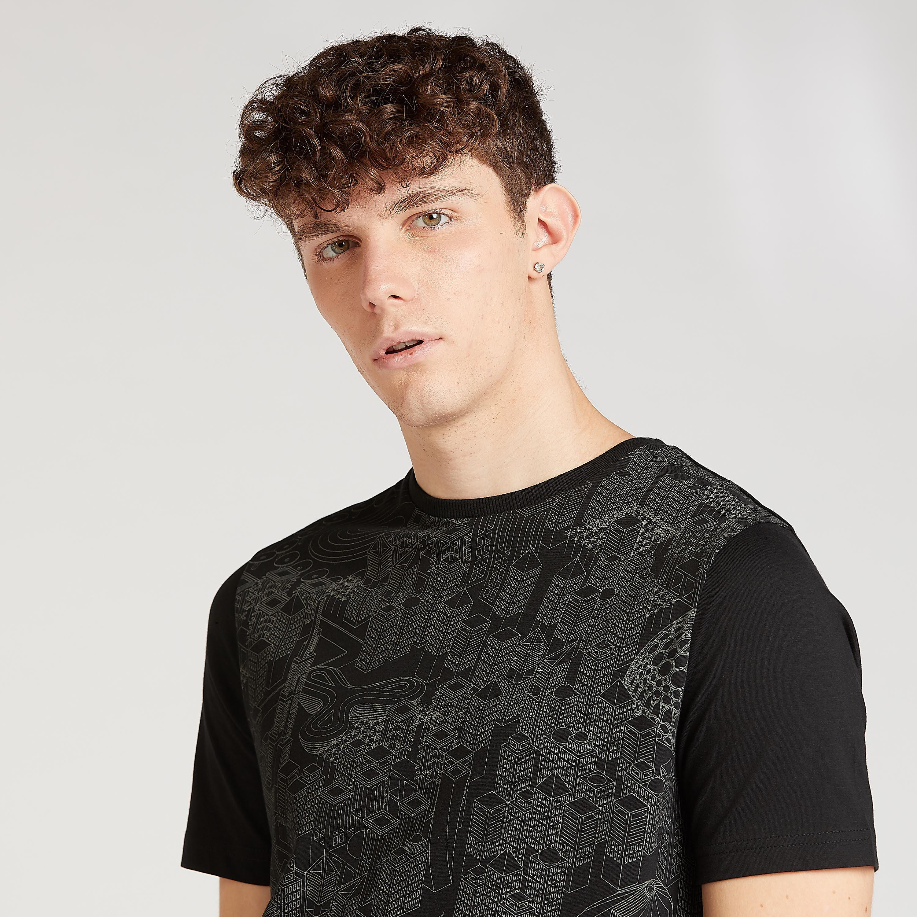 تيشيرت مستدام سليم فيت بياقة ضيقة وأكمام قصيرة وطبعات إكسبو 2020-men-clothing-sportswearandactivewear-tshirtsandpolos-image-3