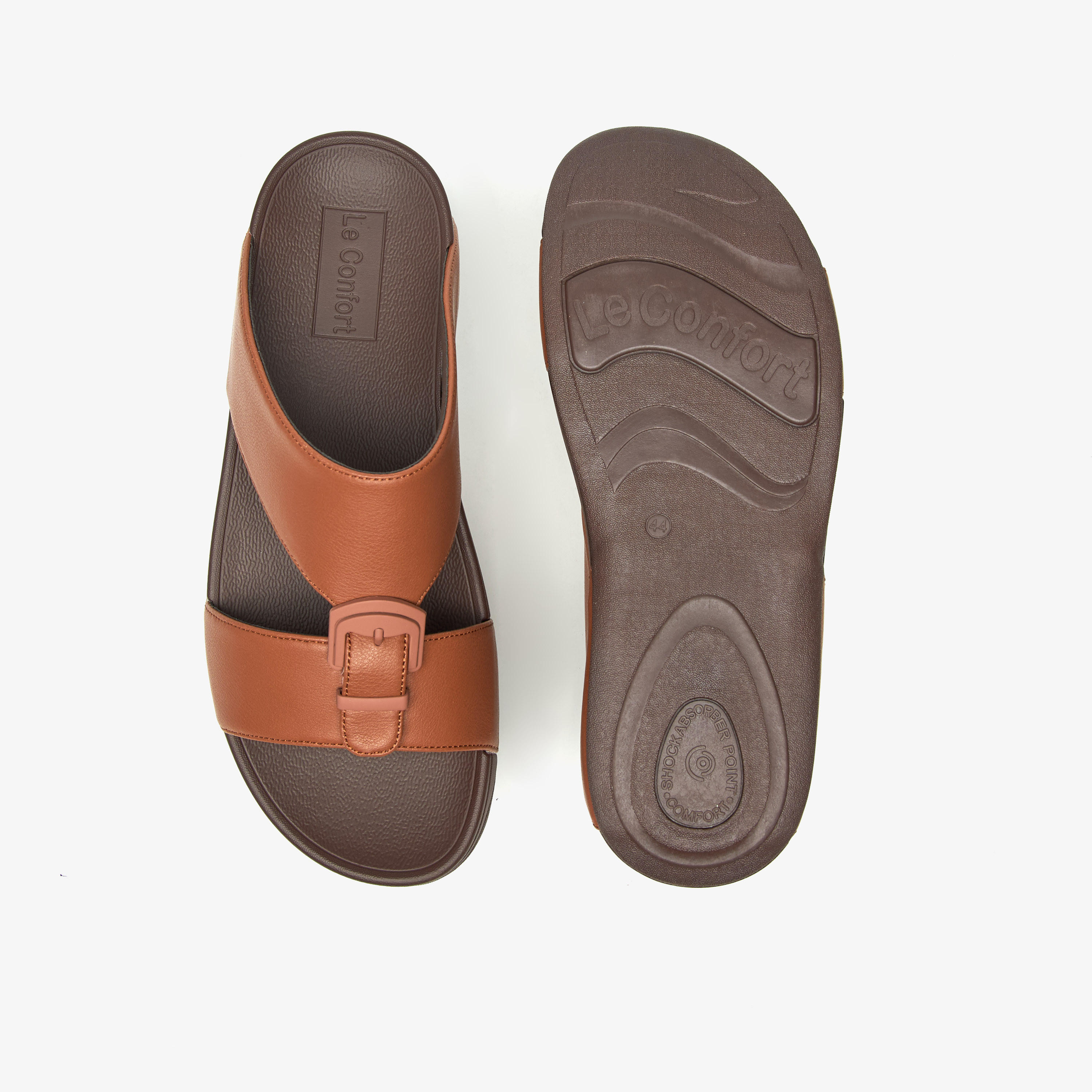 Le Confort Solid Slip-On Comfort Sandals with Buckle Accent-cpmen-footwear-sandals-image-5