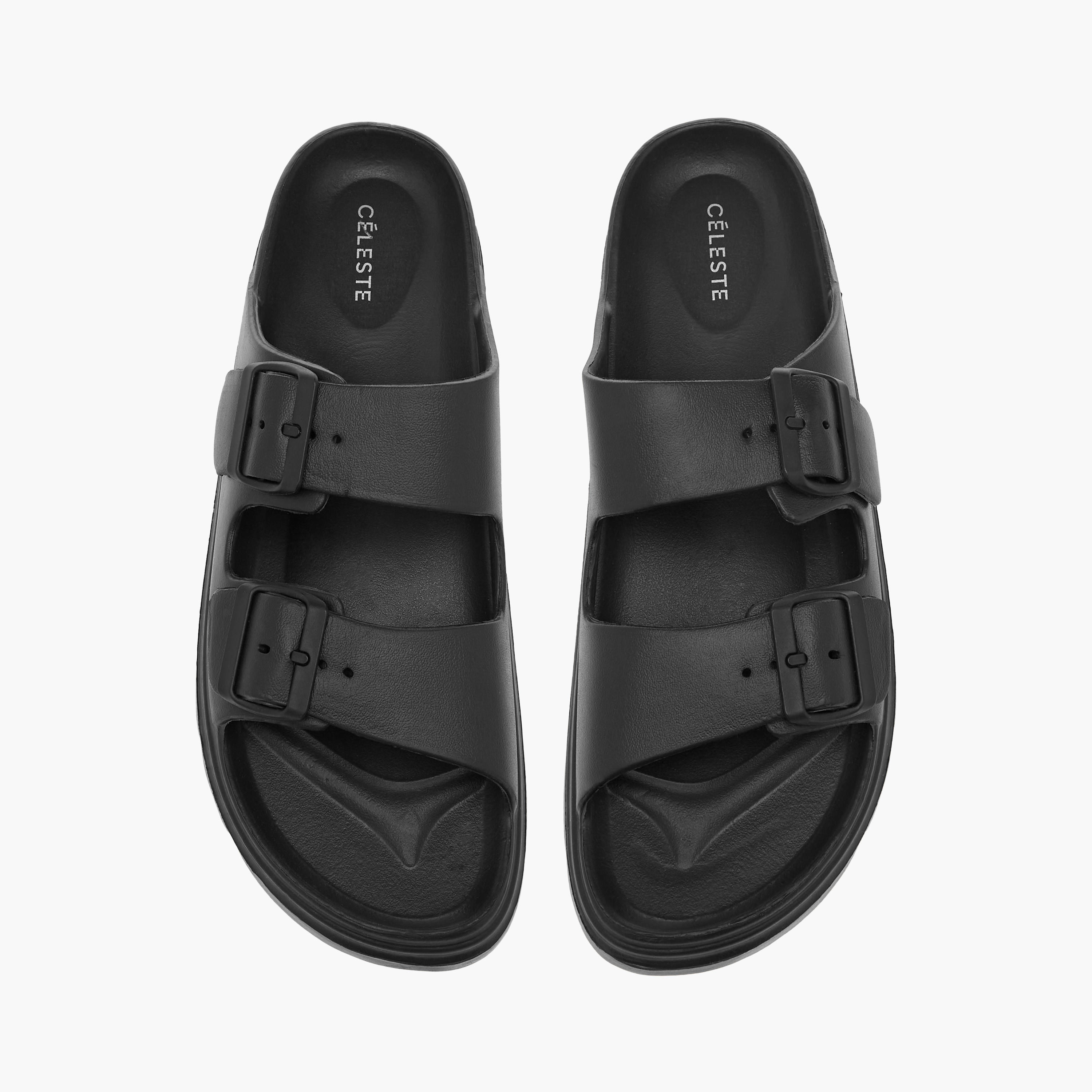 Celeste Women's Buckle Accent Slide Slippers with Slip-On Closure-women-shoes-flipflopsandslides-image-1