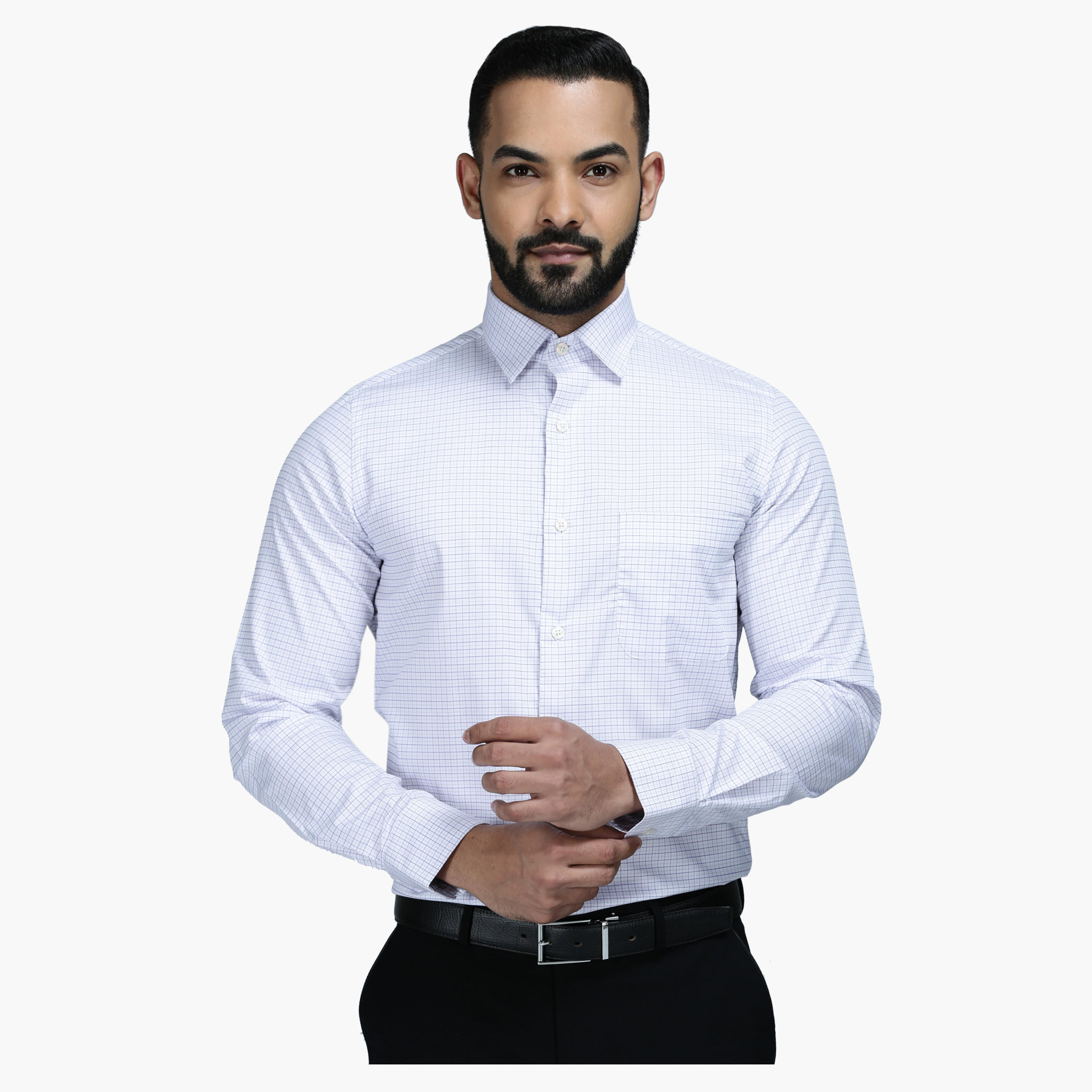 Formal Shirt with Cheques and Long Sleeves in Regular Fit-men-clothing-shirts-image-1
