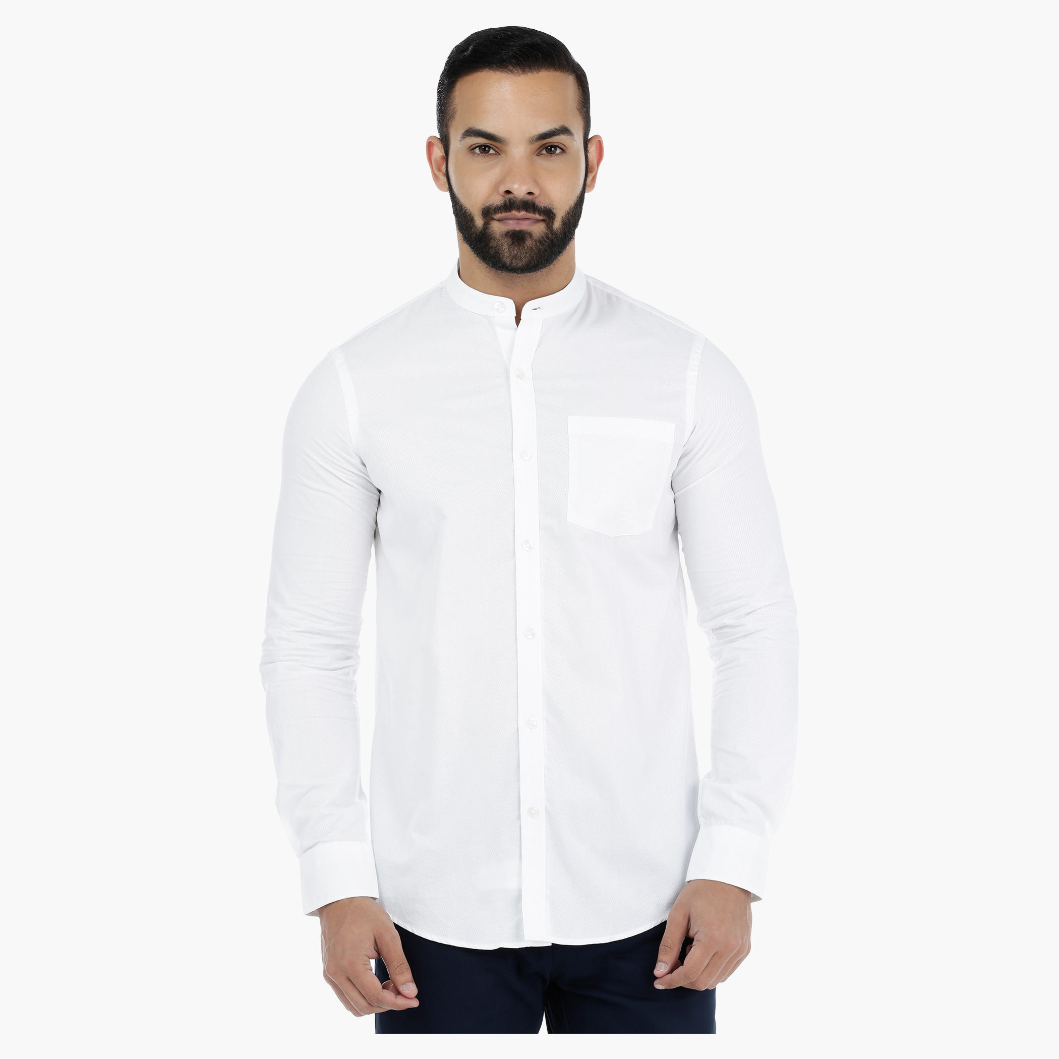 Arrow Mandarin Collar Neck Shirt with Long Sleeves-men-clothing-shirts-image-1