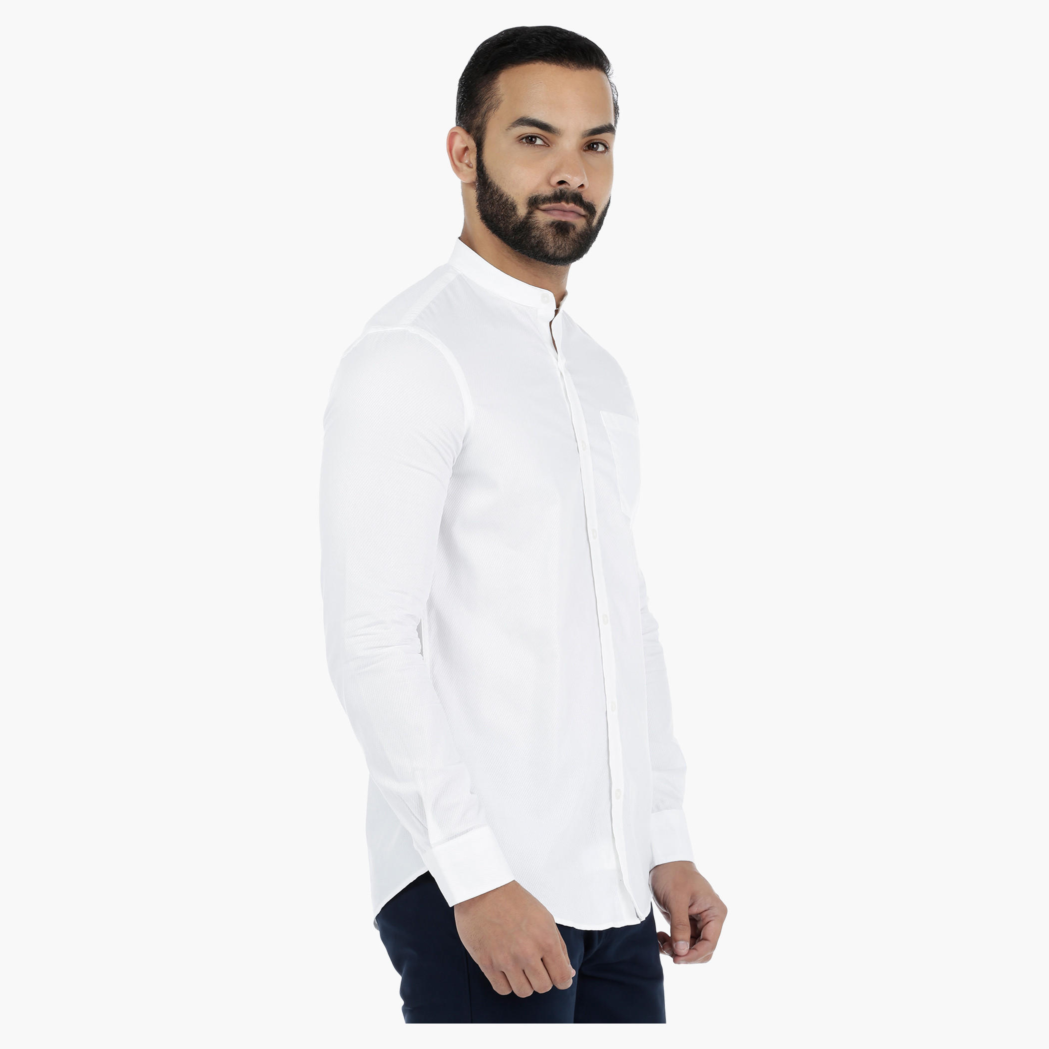 Arrow Mandarin Collar Neck Shirt with Long Sleeves-men-clothing-shirts-image-3