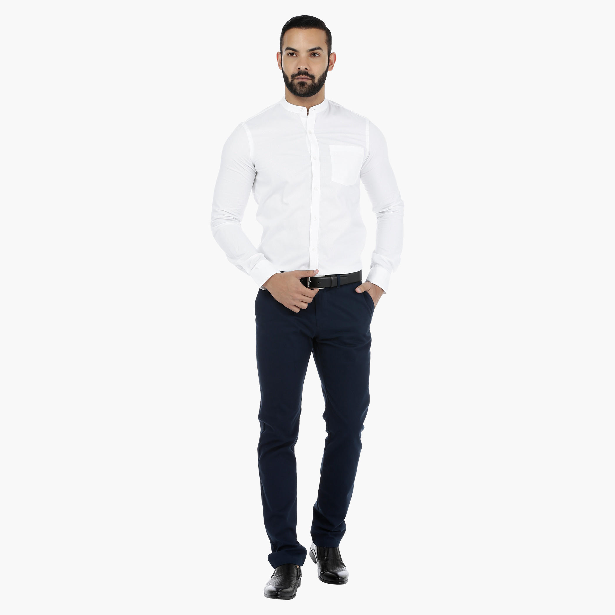 Arrow Mandarin Collar Neck Shirt with Long Sleeves-men-clothing-shirts-image-5