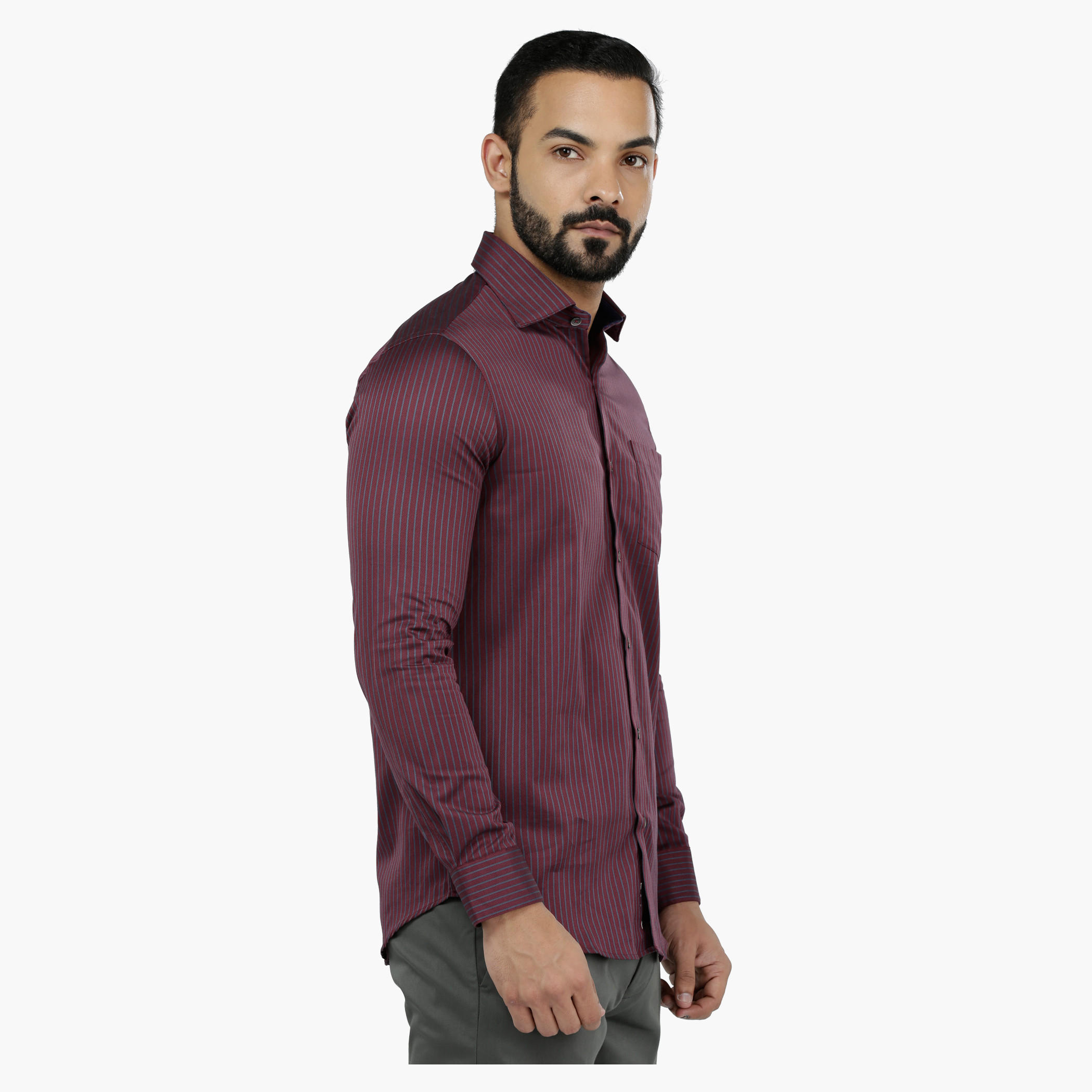 Arrow Striped Long Sleeves Cotton Shirt-men-clothing-shirts-image-3