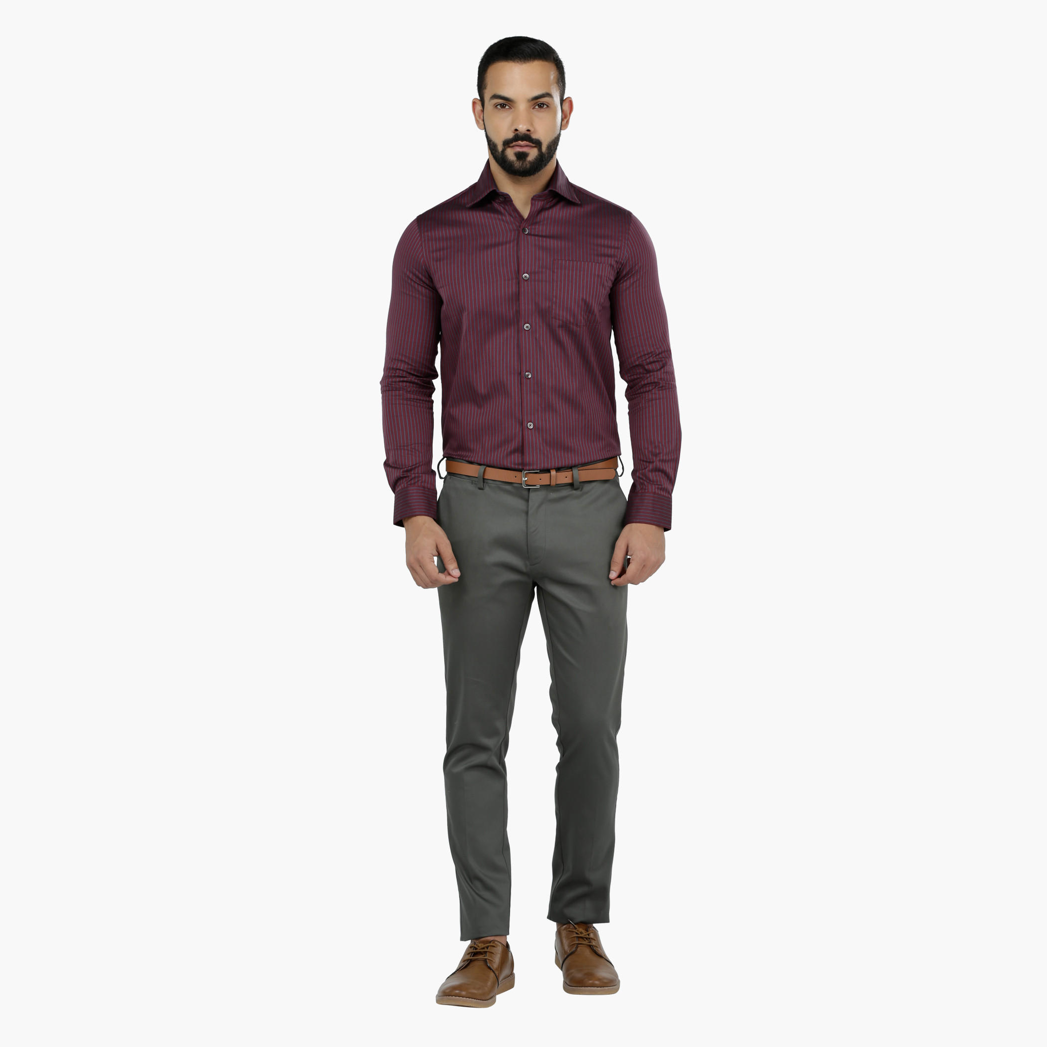 Arrow Striped Long Sleeves Cotton Shirt-men-clothing-shirts-image-5