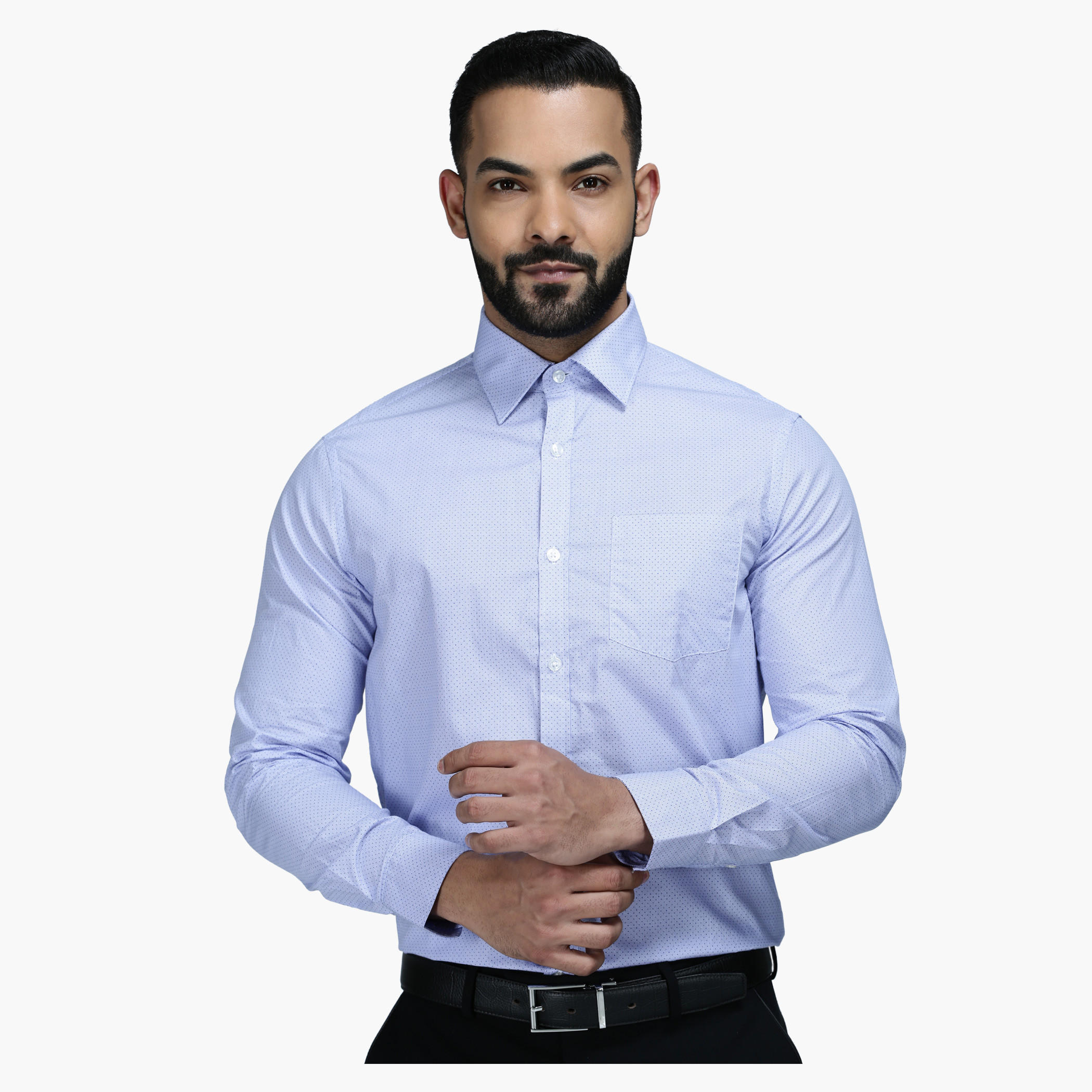 Printed Formal Shirt with Long Sleeves in Slim Fit-men-clothing-shirts-image-1