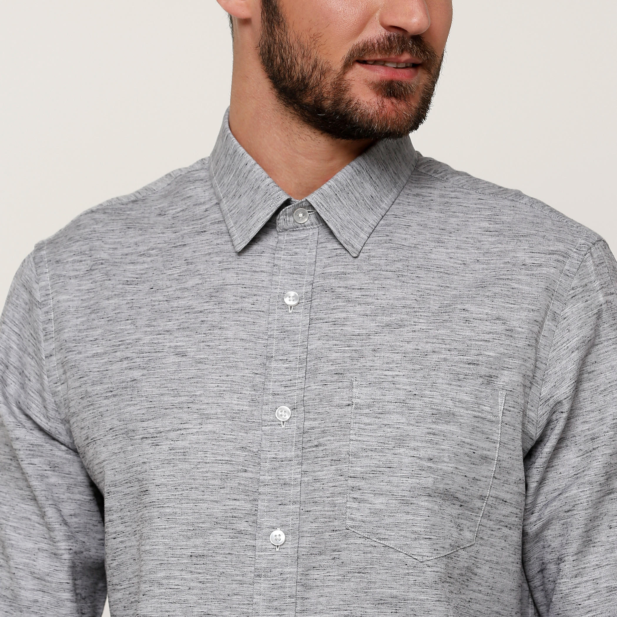 قميص ميلانج بأكمام طويلة وأزرار مع طبعات من آرو-men-clothing-shirts-image-4