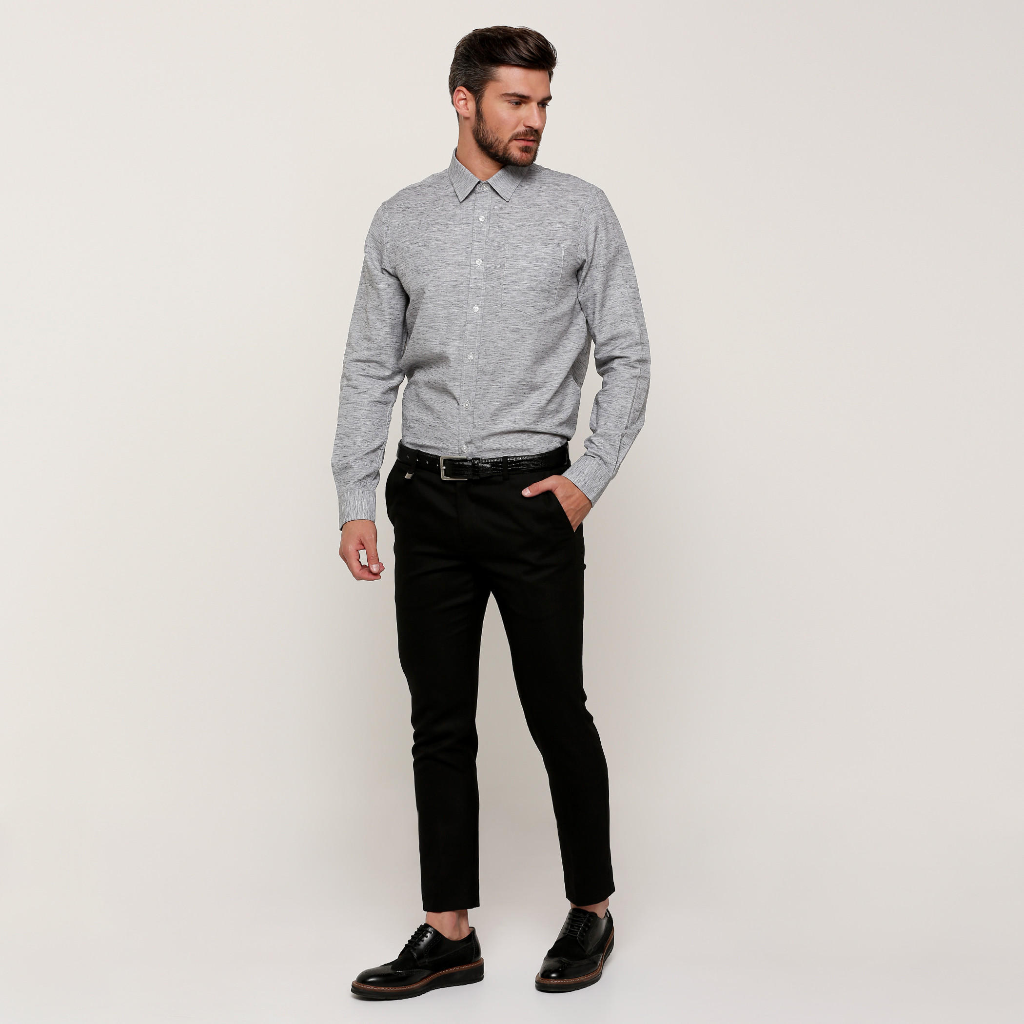 قميص ميلانج بأكمام طويلة وأزرار مع طبعات من آرو-men-clothing-shirts-image-5