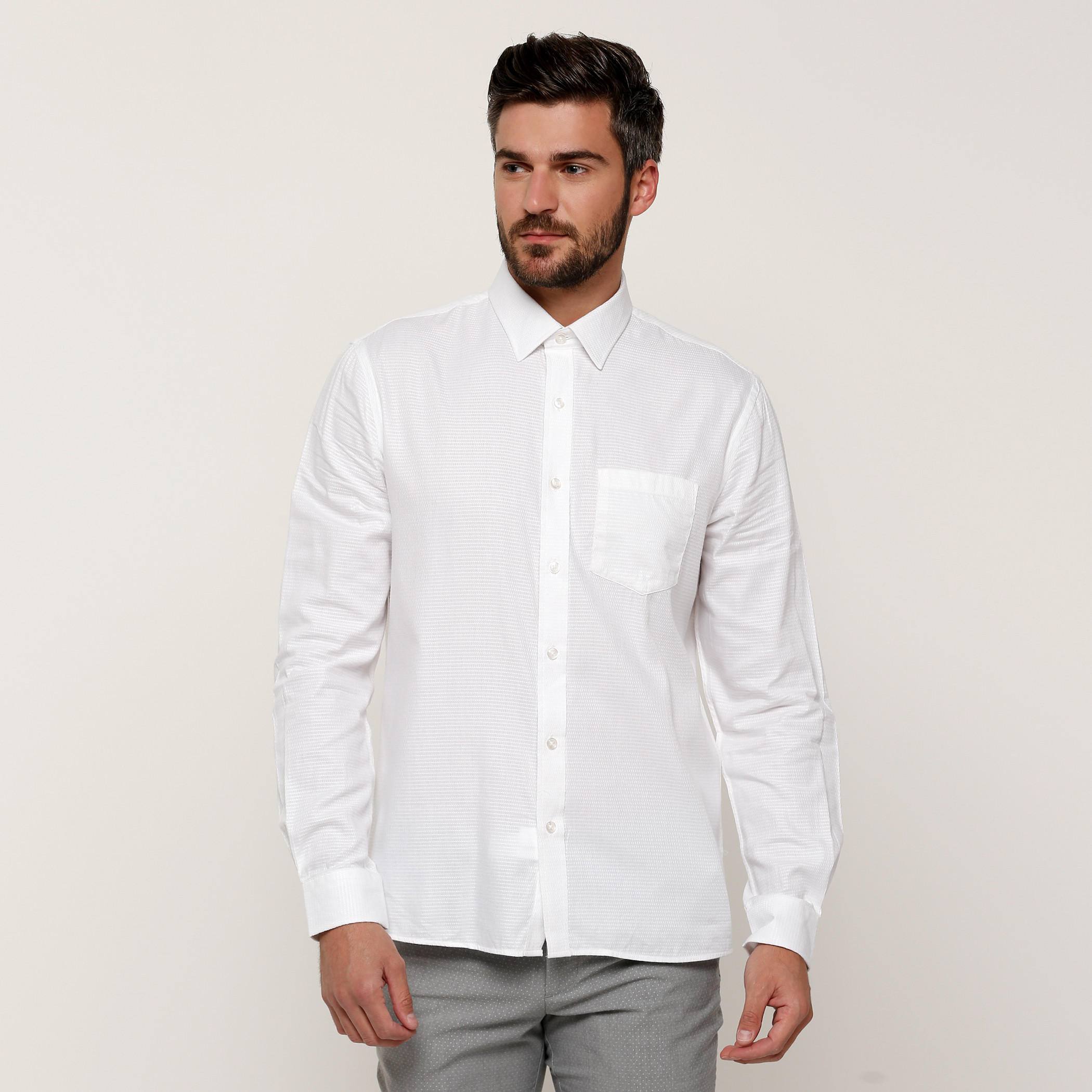 قميص بارز الملمس بأكمام طويلة وأزرار من آرو-men-clothing-shirts-image-1