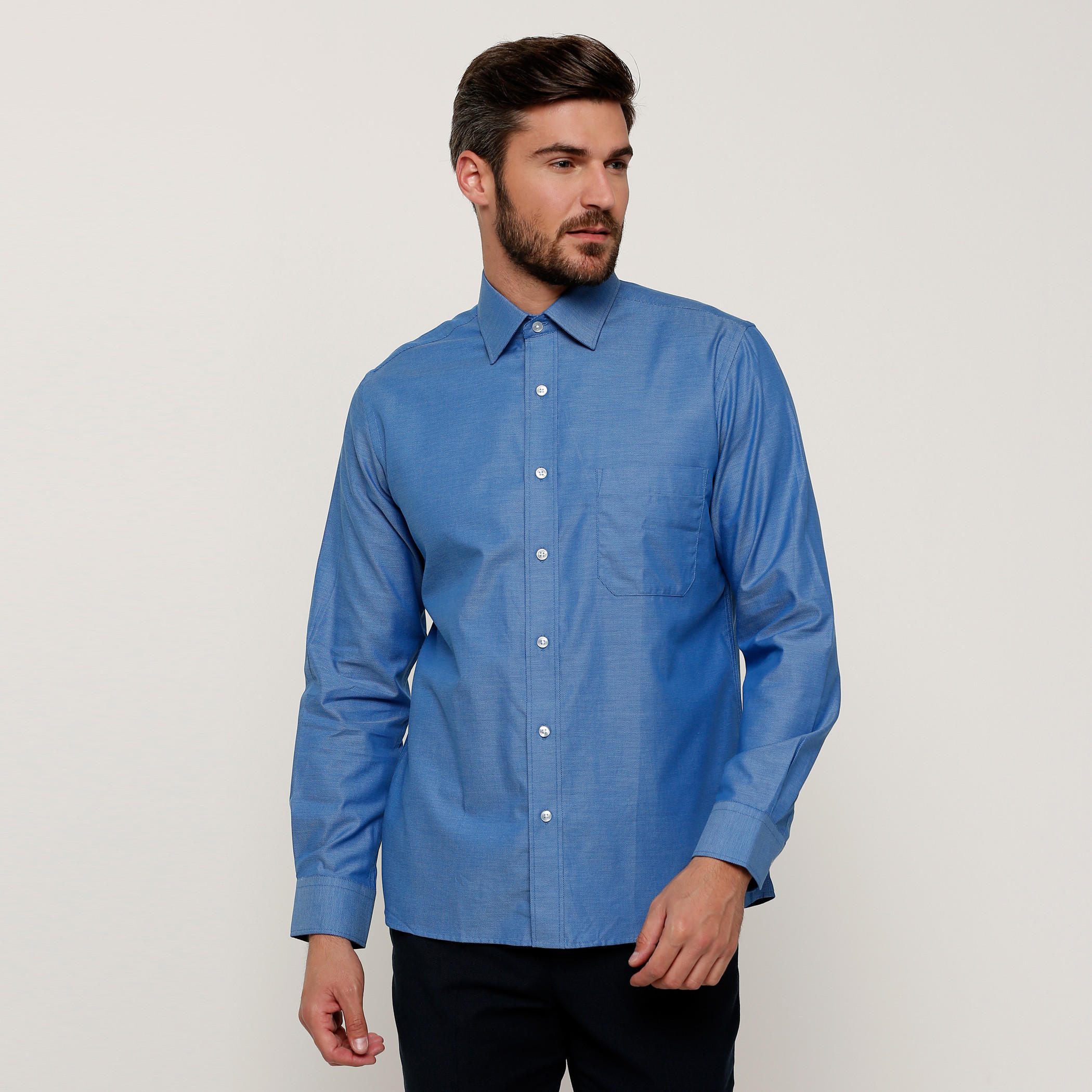 Arrow Textured Shirt with Long Sleeves and Complete Placket-men-clothing-shirts-image-1
